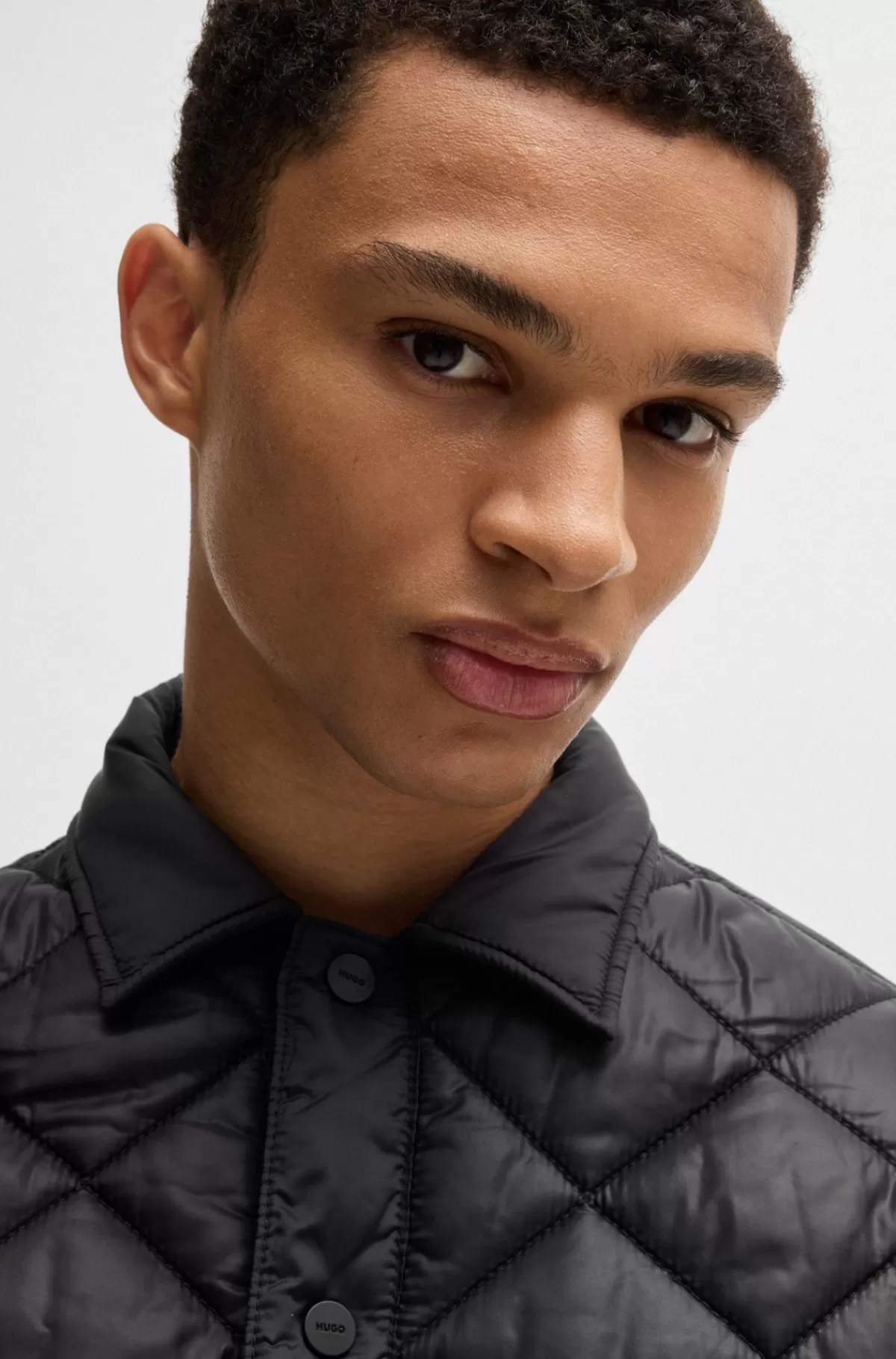 HUGO BOSS Skjorte Med Loose Fit Og Vatteret Ternet Mønster Sort Store