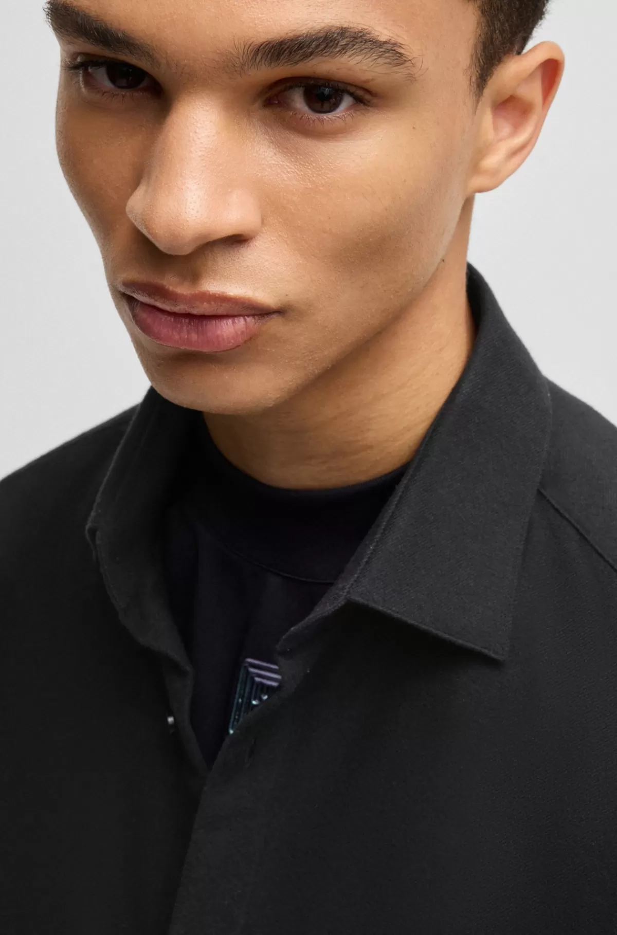 HUGO BOSS Skjorte Med Modern Fit I Bomuldsflannel Sort Outlet