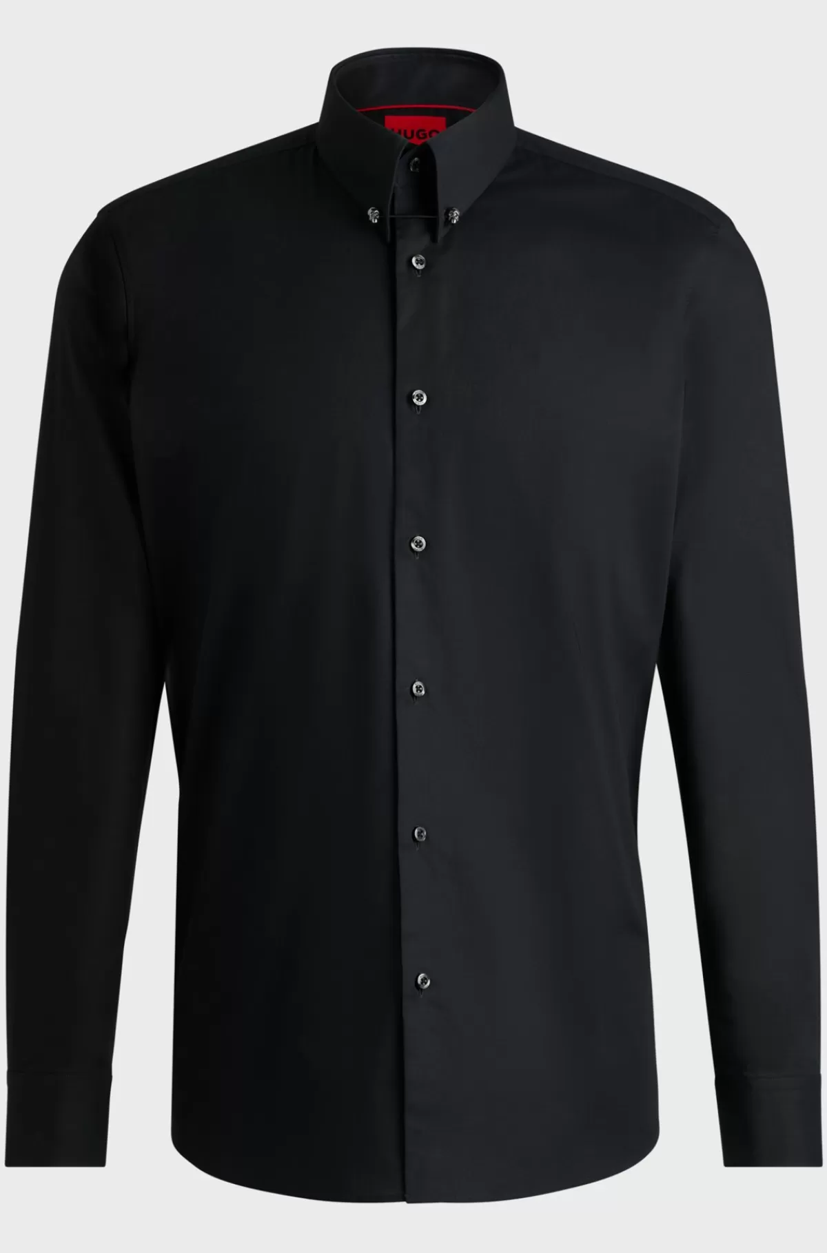 HUGO BOSS Skjorte Med Moderne Fit I Bomuld Med Stræk Og Kravenål Sort Online