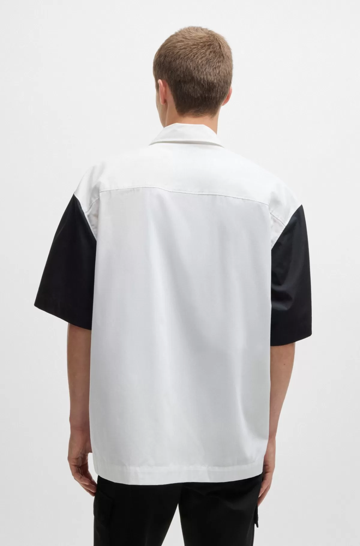 HUGO BOSS Skjorte Med Oversize Fit I Bomuld Med Ansigtsprint Hvid Online