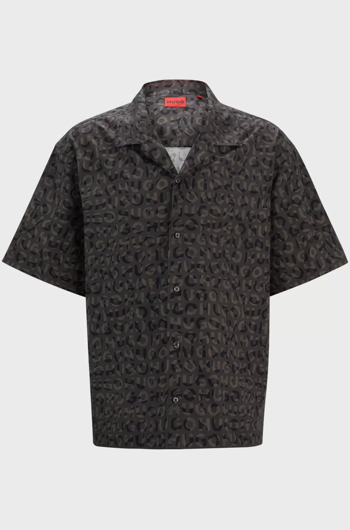HUGO BOSS Skjorte Med Oversize Fit I Bomuldspoplin Med Sæsonens Print Sort Best Sale