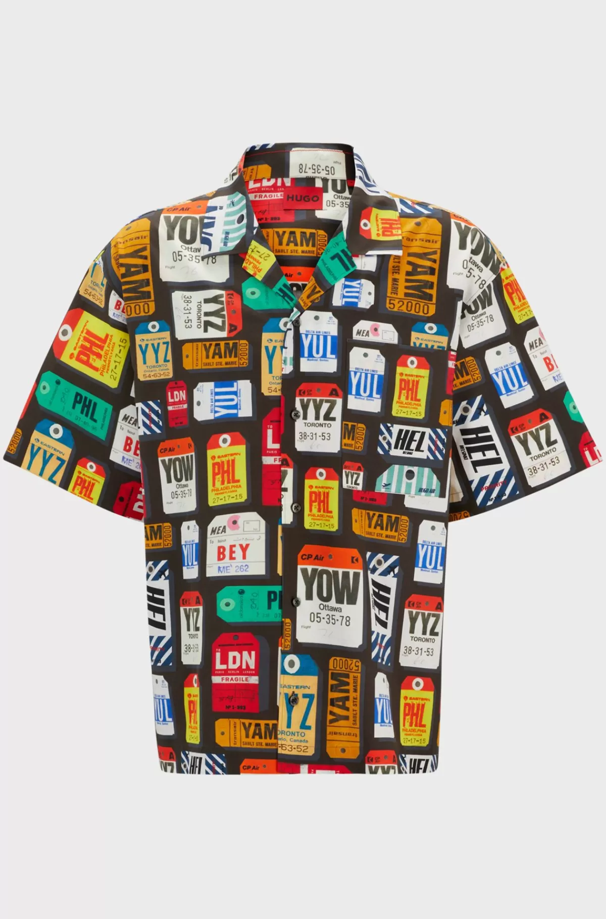 HUGO BOSS Skjorte Med Oversize Fit I Bomuldspoplin Med Sæsonens Print Mønstret Cheap