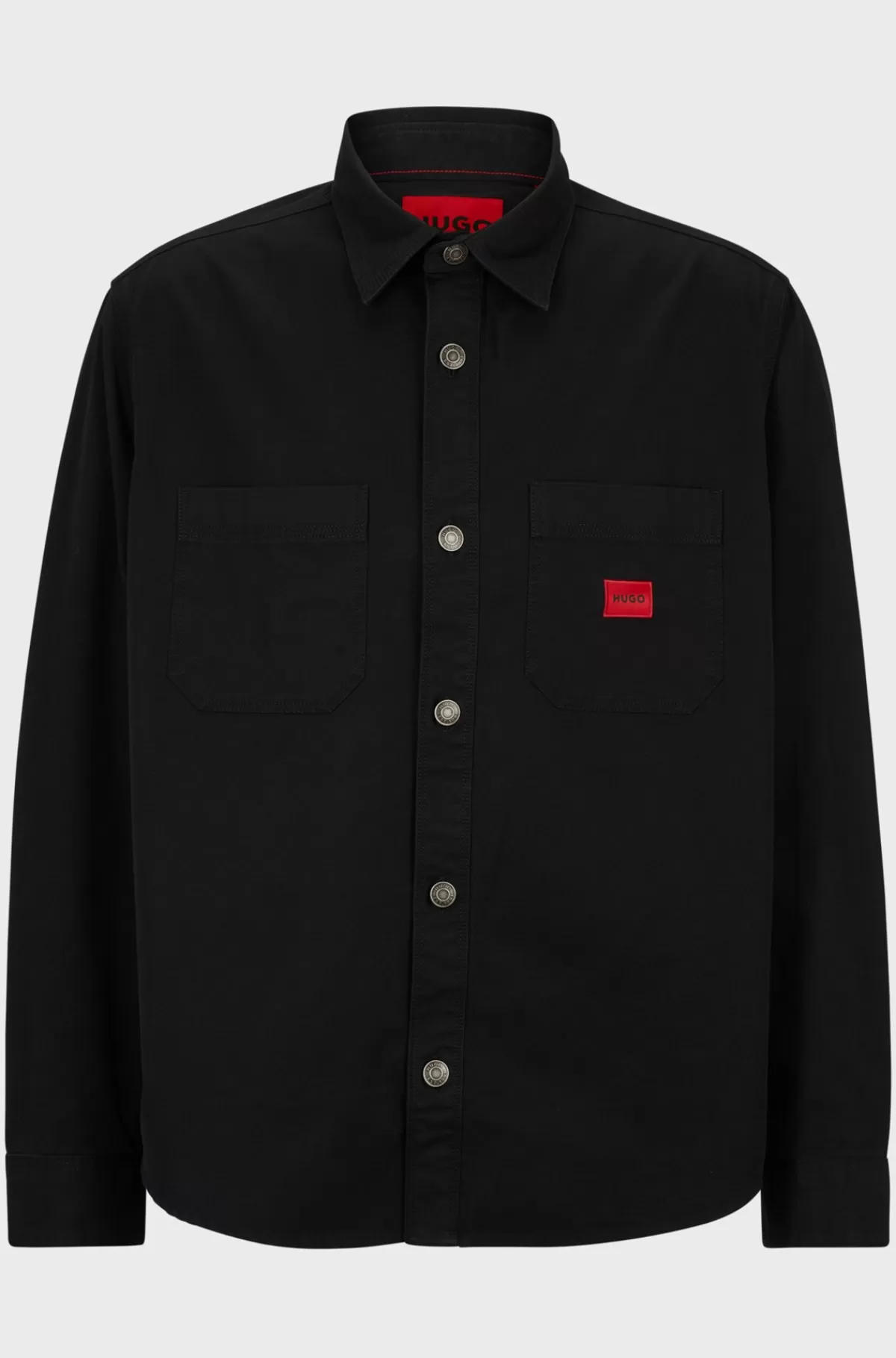 HUGO BOSS Skjorte Med Oversize Fit I Bomuldstwill Med Logomærkat Sort Online