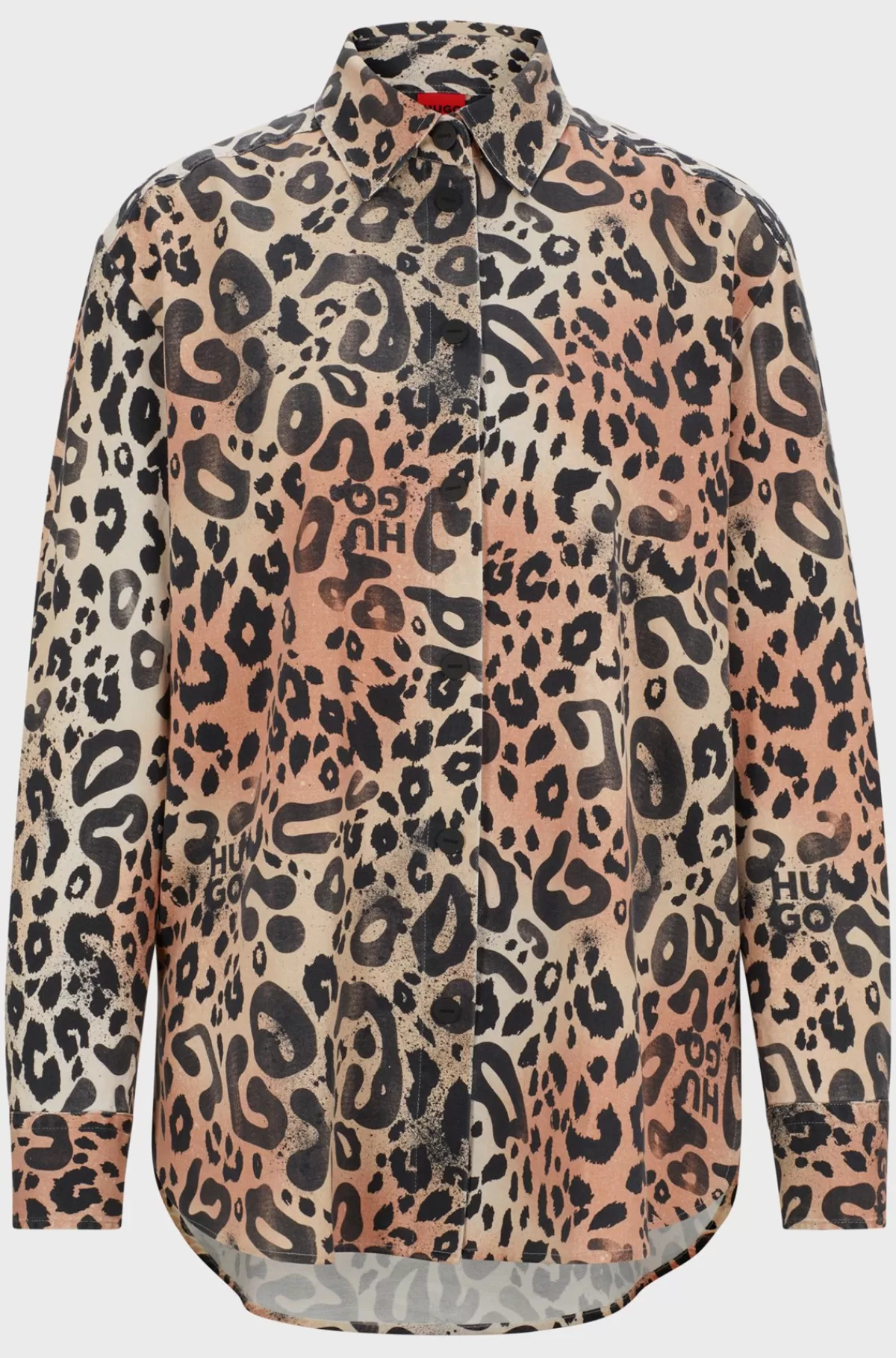HUGO BOSS Skjorte Med Oversize Fit I Leopardprintet Twill Mønstret Best Sale