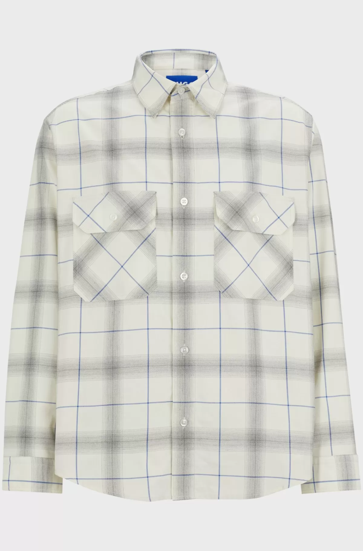 HUGO BOSS Skjorte Med Oversize Fit I Ternet Bomuldstwill Hvid Cheap