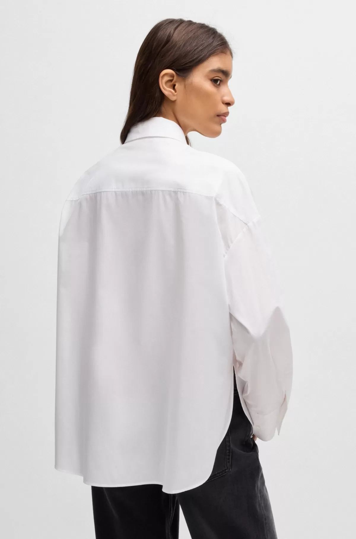 HUGO BOSS Skjorte Med Oversize Fit Og Håndskrevet Logoprint Hvid Best