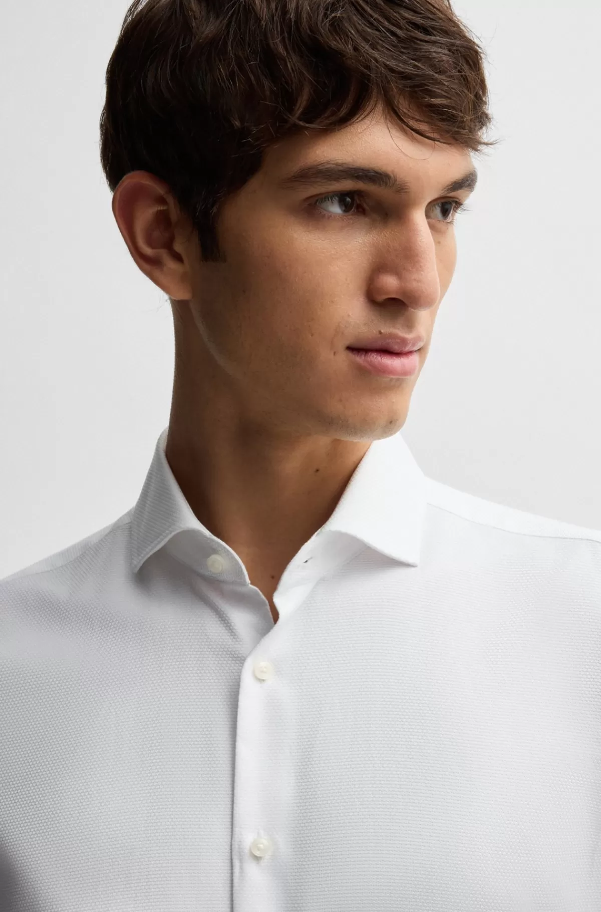 HUGO BOSS Skjorte Med Regular Fit I Bomuld Med Tekstur Hvid Flash Sale