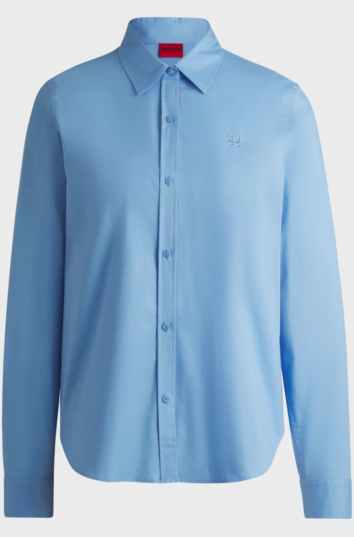 HUGO BOSS Skjorte Med Regular Fit I Bomuldskanvas Med Stræk Lyseblå Cheap