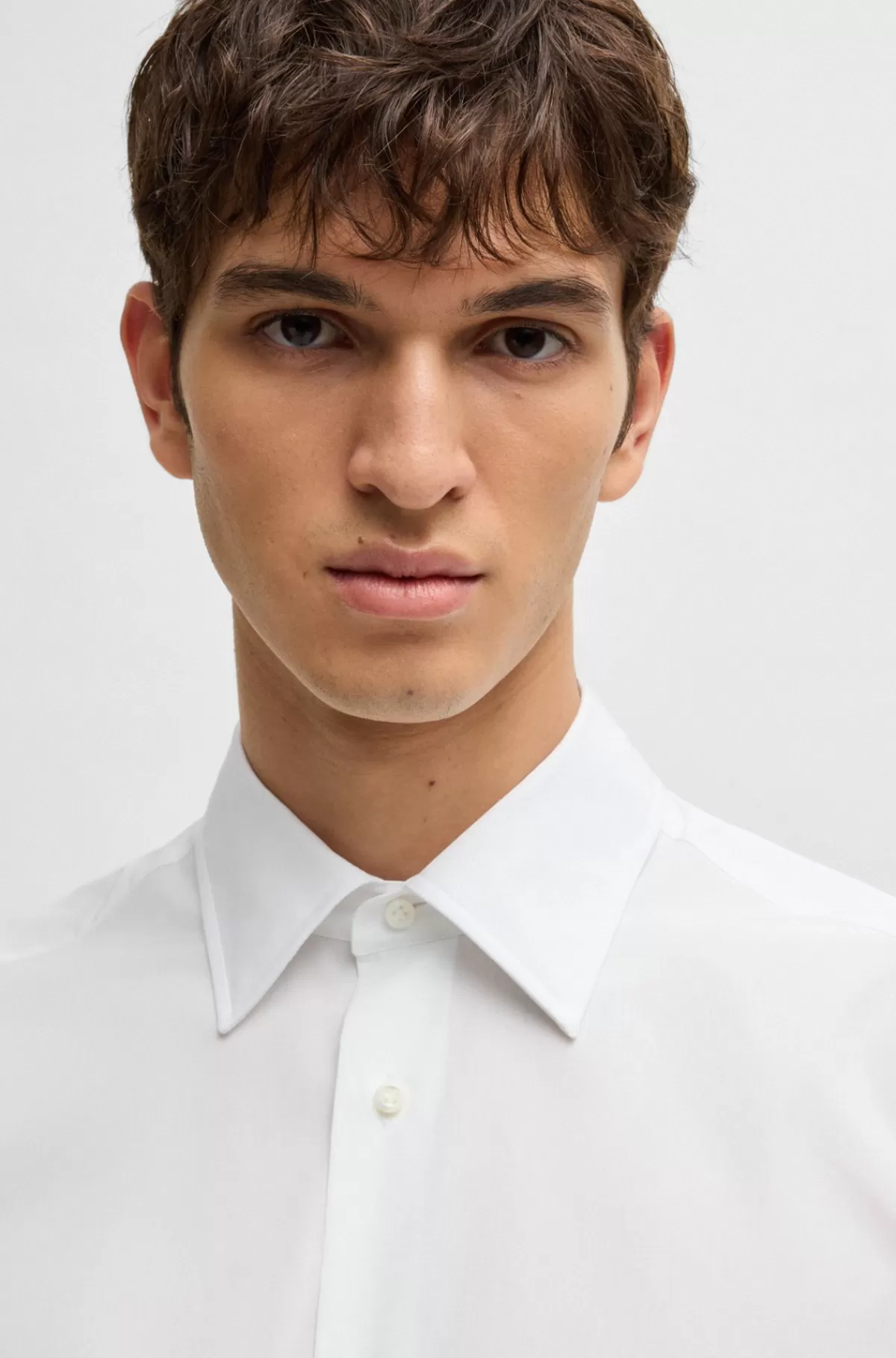 HUGO BOSS Skjorte Med Regular Fit I Italienskfremstillet Bomuldspoplin Hvid Cheap