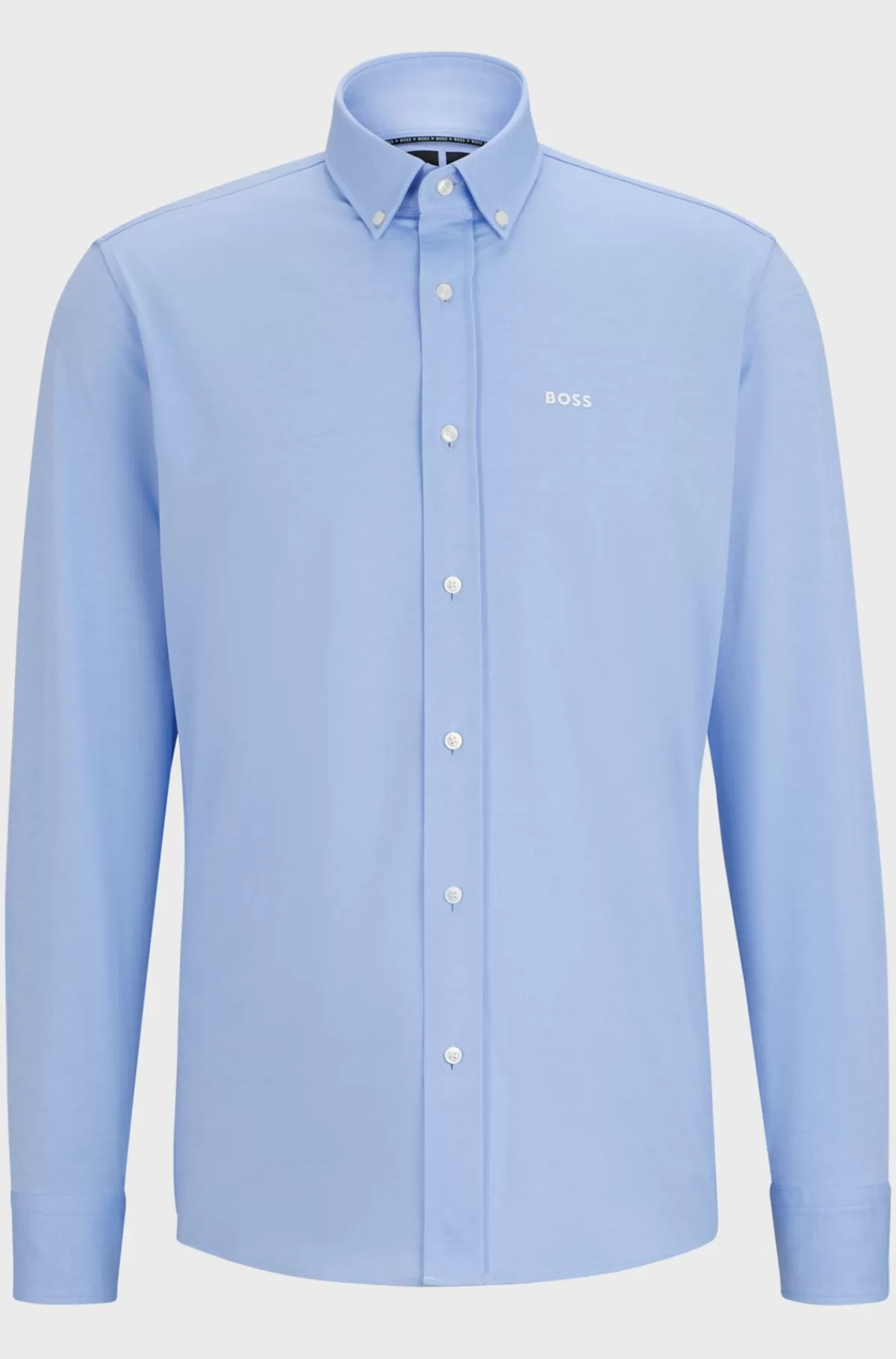 HUGO BOSS Skjorte Med Regular Fit I Jersey Af Bomuldsblanding Med Struktur Lyseblå Online