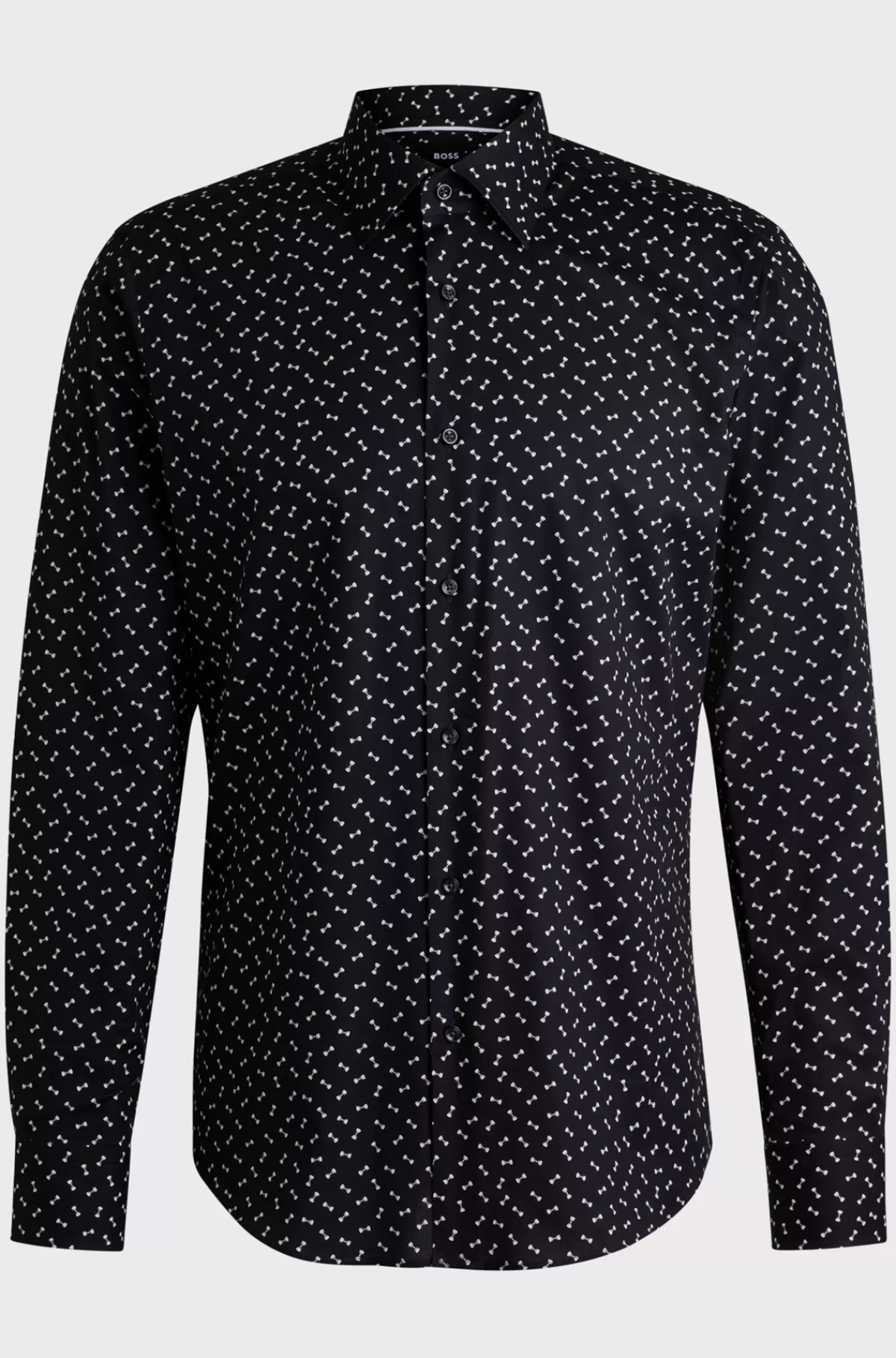 HUGO BOSS Skjorte Med Regular Fit I Printet Bomuld Med Stræk Sort mønstret Online