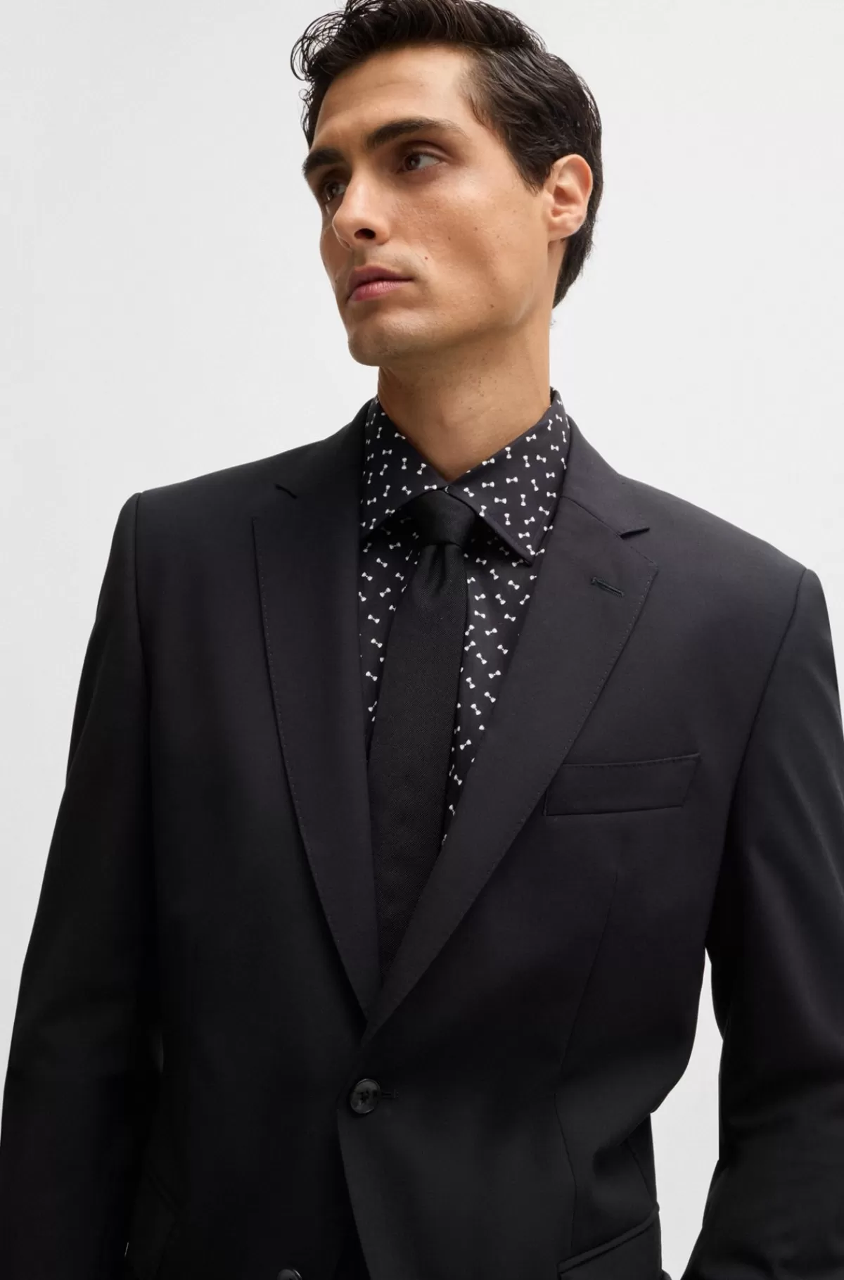 HUGO BOSS Skjorte Med Regular Fit I Printet Bomuld Med Stræk Sort mønstret Online