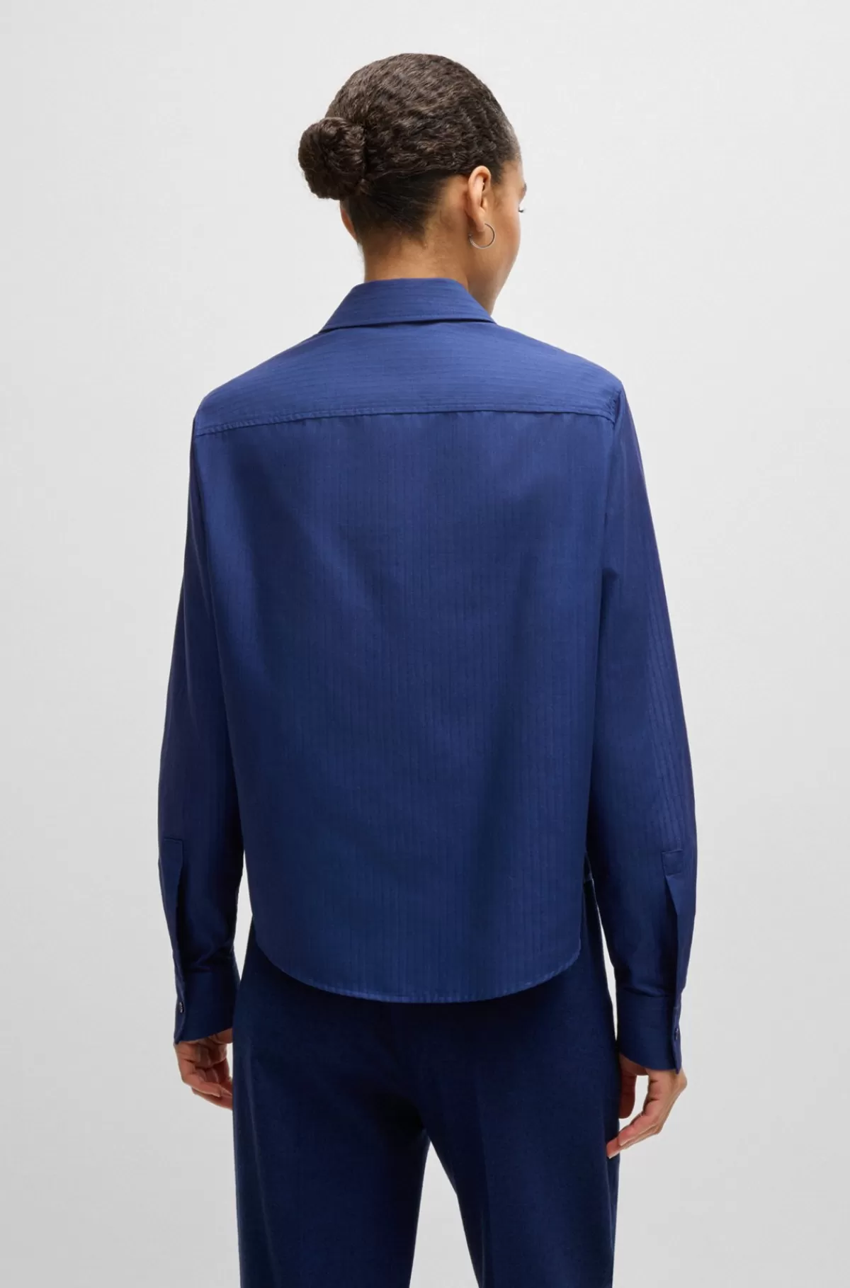 HUGO BOSS Skjorte Med Regular Fit I Stribet Bomuld Blå Flash Sale