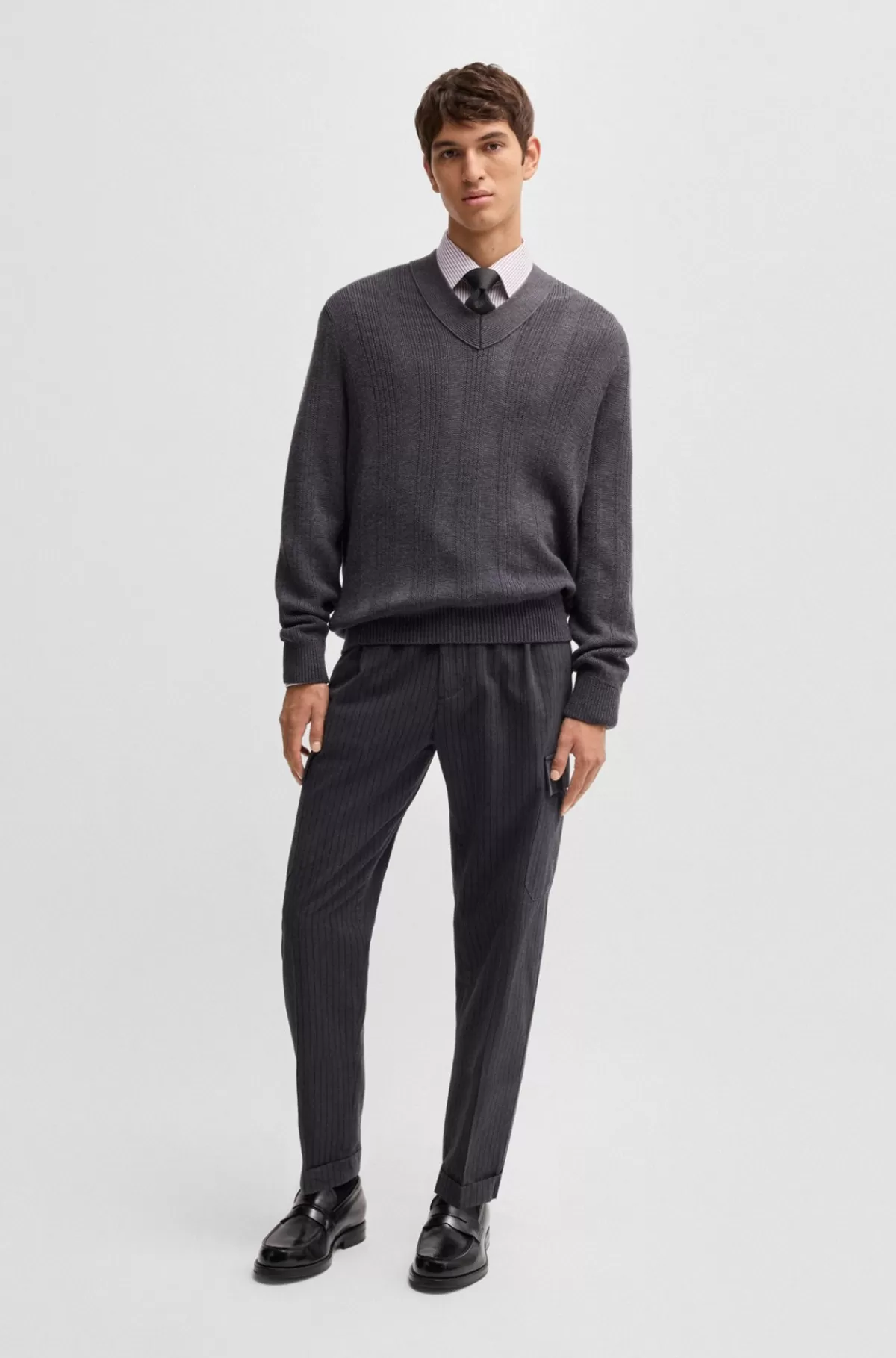 HUGO BOSS Skjorte Med Regular Fit I Strygelet Bomuld Med Stræk Pink Outlet
