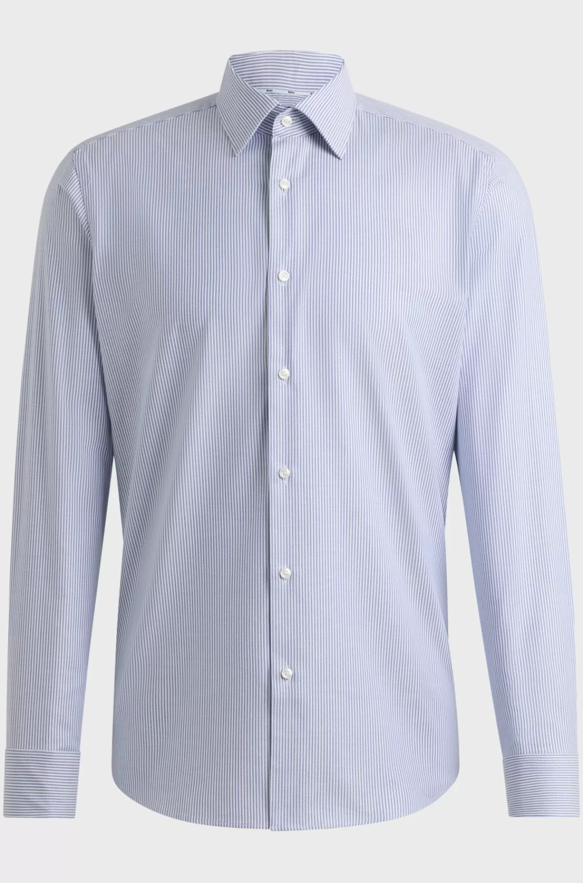 HUGO BOSS Skjorte Med Regular Fit I Strygelet Bomuld Med Stræk Og Striber Blå Discount