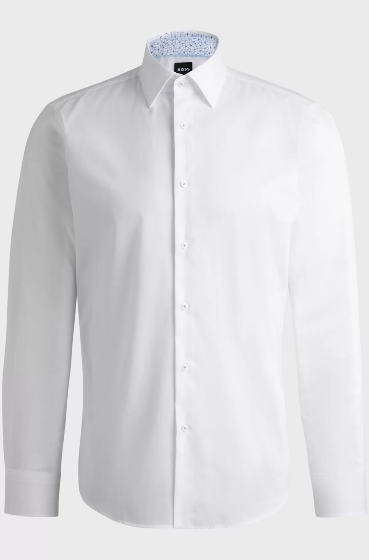 HUGO BOSS Skjorte Med Regular Fit I Strygelet Bomuldspoplin Hvid Clearance