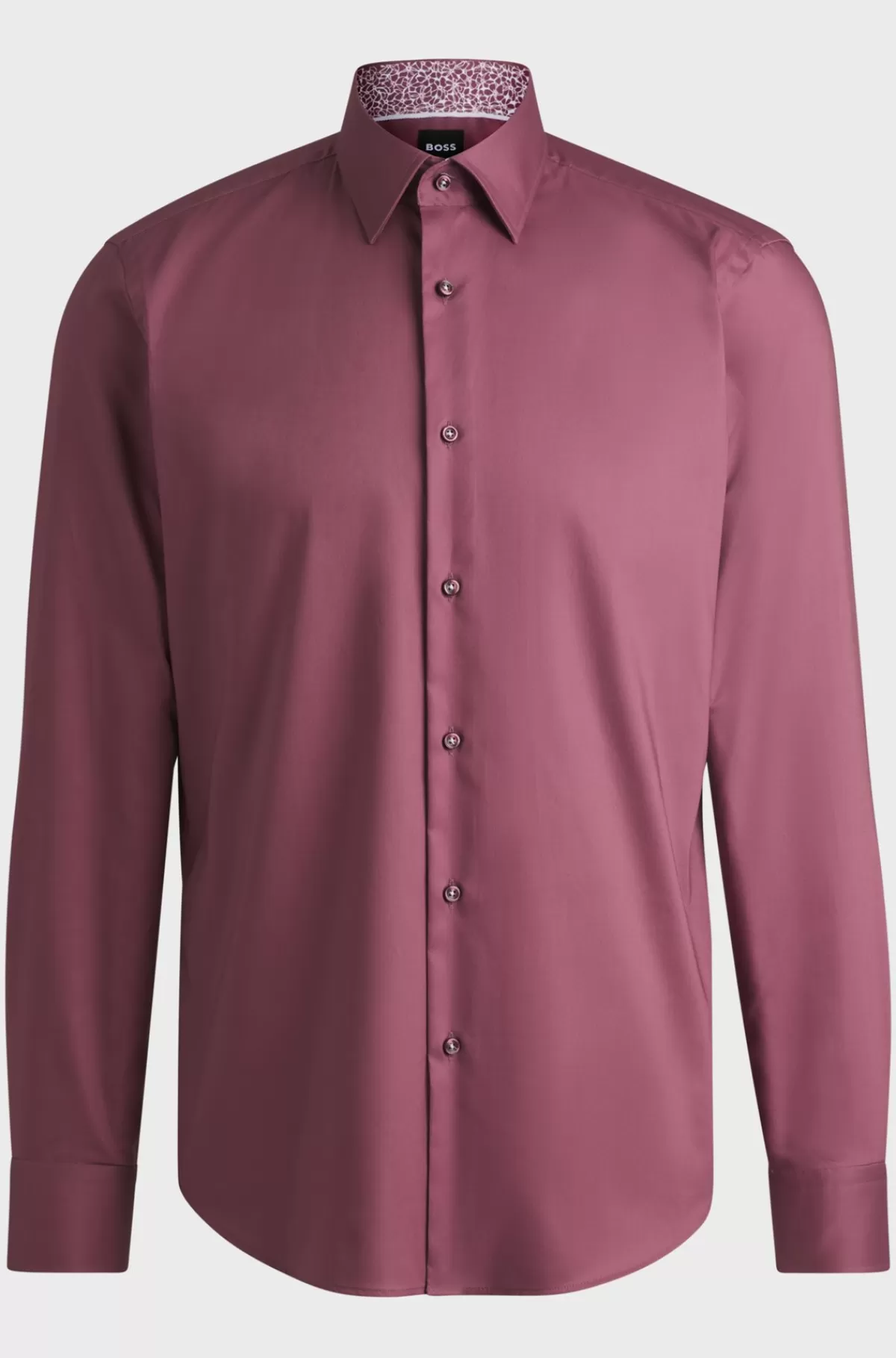 HUGO BOSS Skjorte Med Regular Fit I Strygelet Bomuldspoplin Mørk pink Sale