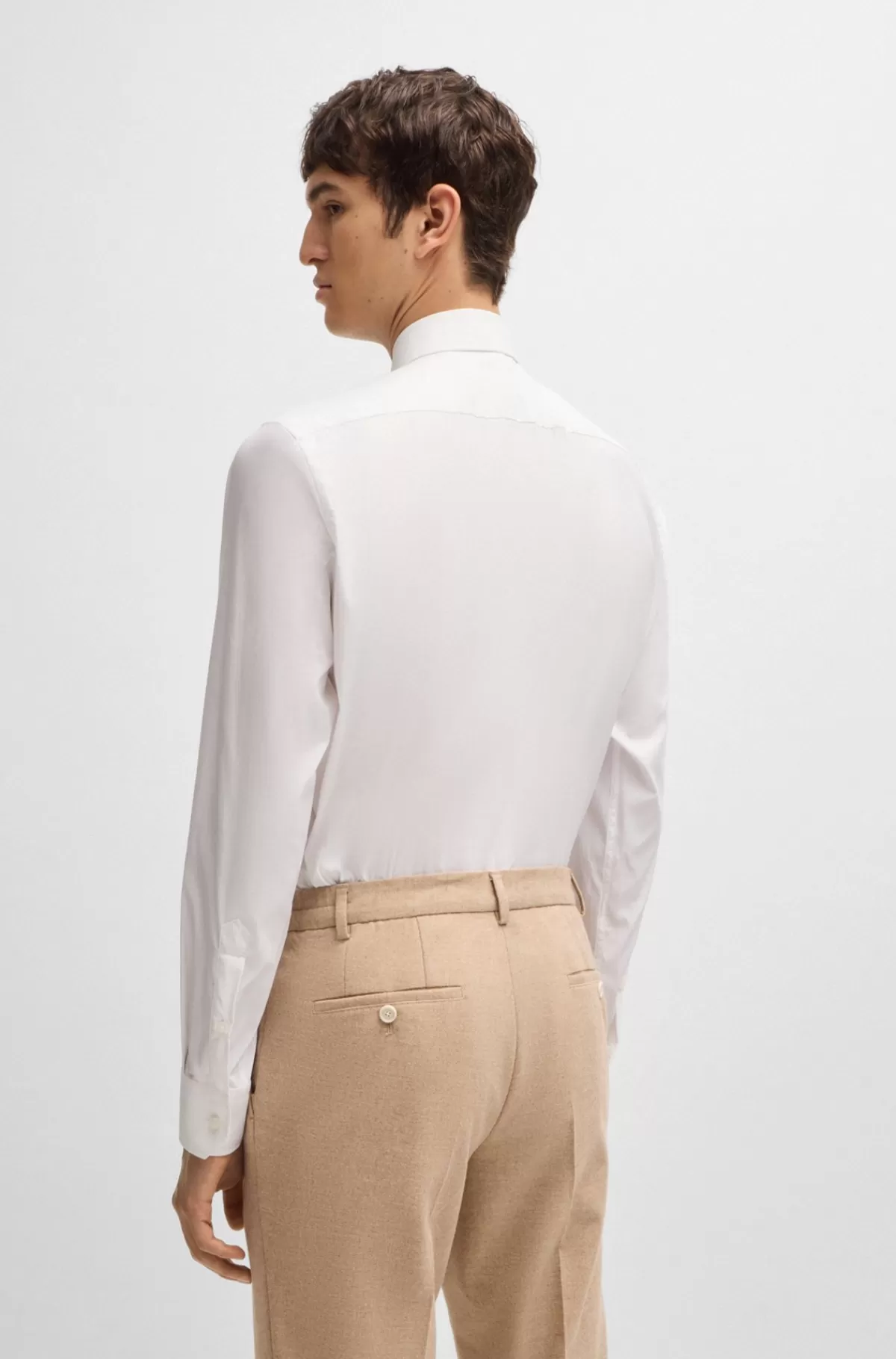 HUGO BOSS Skjorte Med Regular Fit I Twill Med Performance-stræk Hvid Online