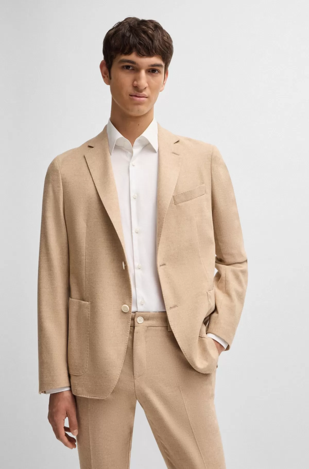 HUGO BOSS Skjorte Med Regular Fit I Twill Med Performance-stræk Hvid Online