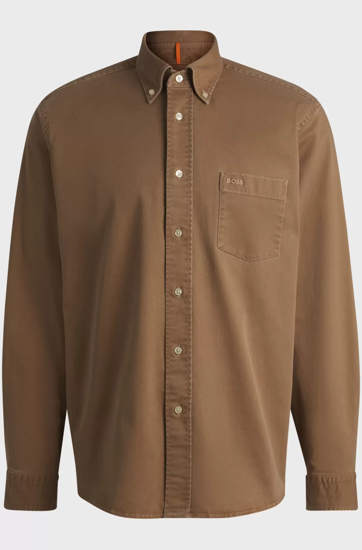 HUGO BOSS Skjorte Med Relaxed Fit I Bomuldstwill Med Stræk Beige New