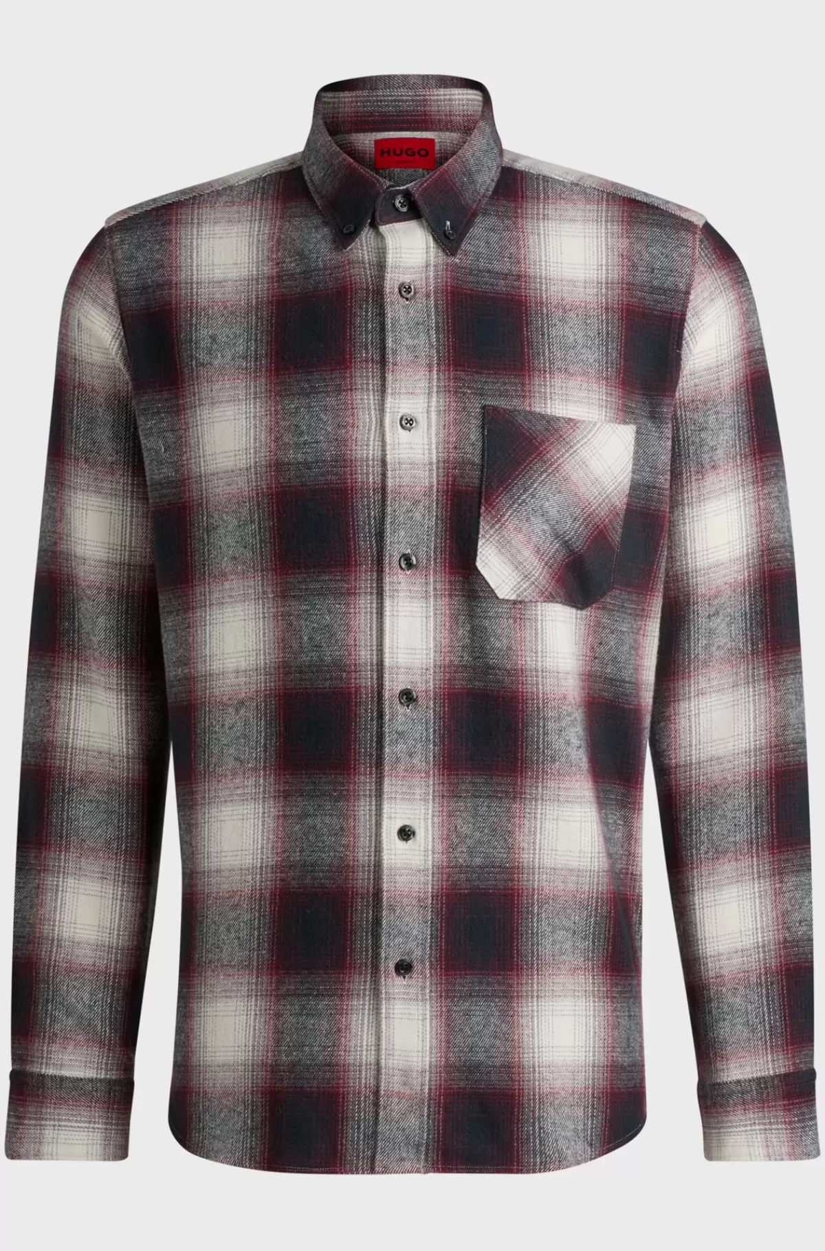 HUGO BOSS Skjorte Med Relaxed Fit I Børstet Bomuld Med Tern Mørk pink Cheap
