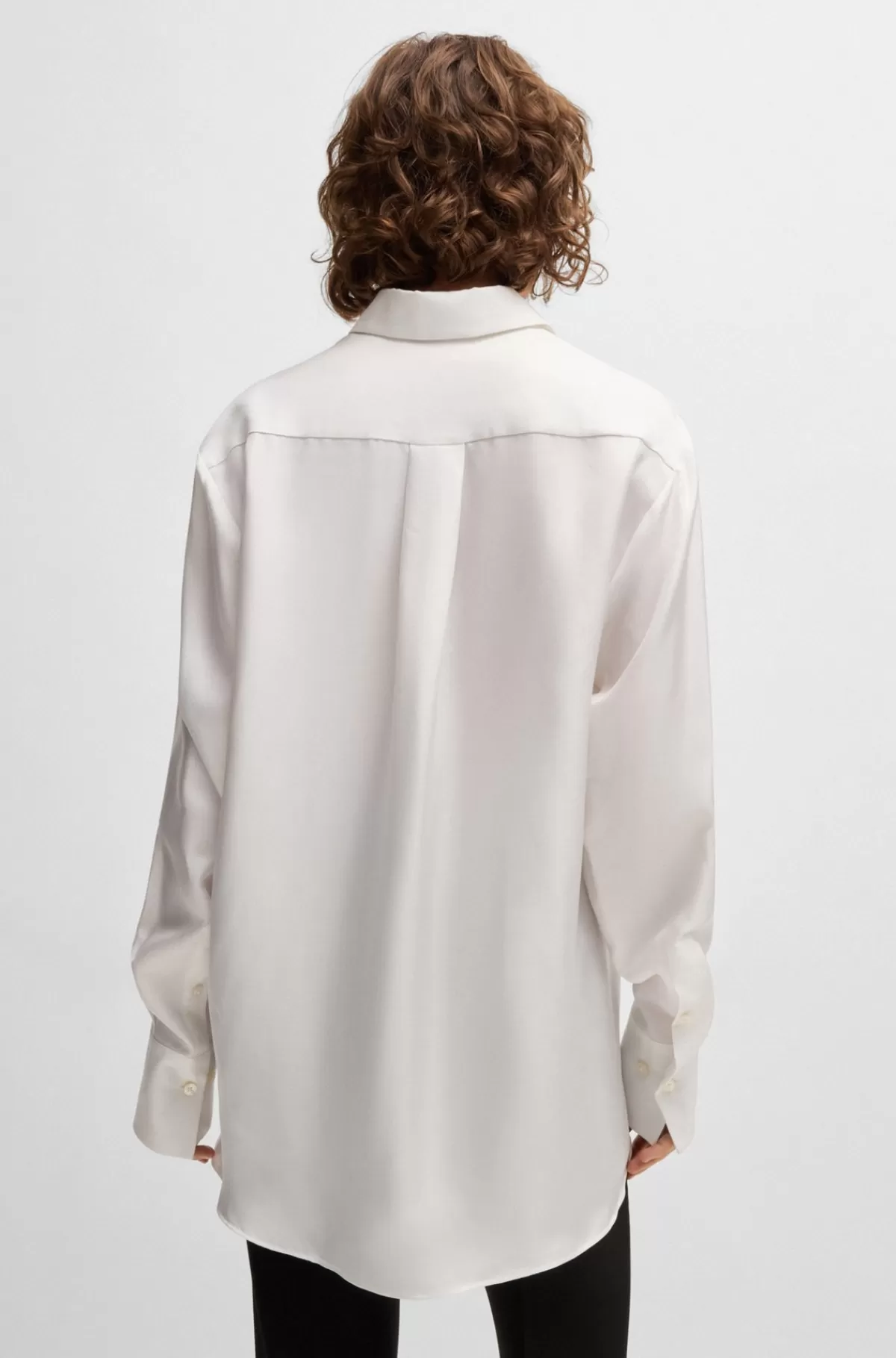 HUGO BOSS Skjorte Med Relaxed Fit I Silketwill Hvid Fashion