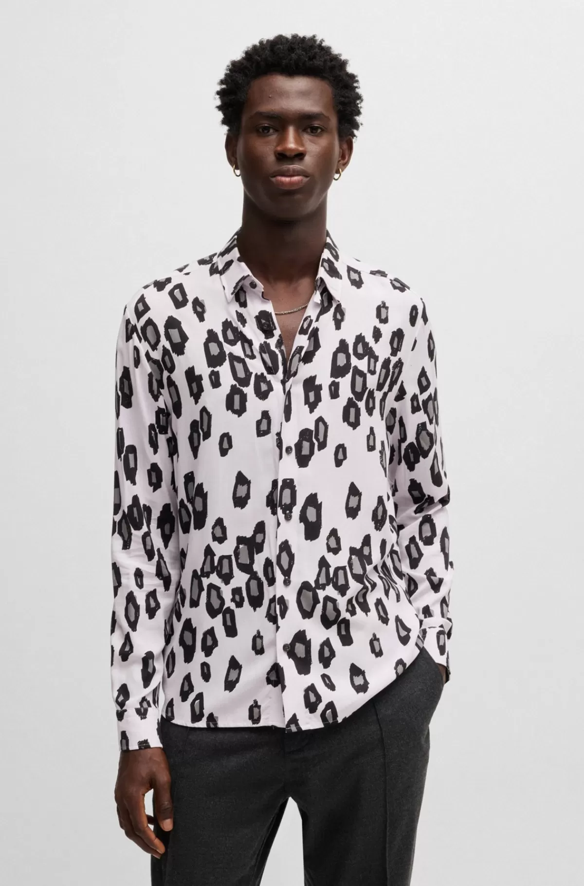 HUGO BOSS Skjorte Med Relaxed Fit Og Dyregrafik Mønstret Cheap