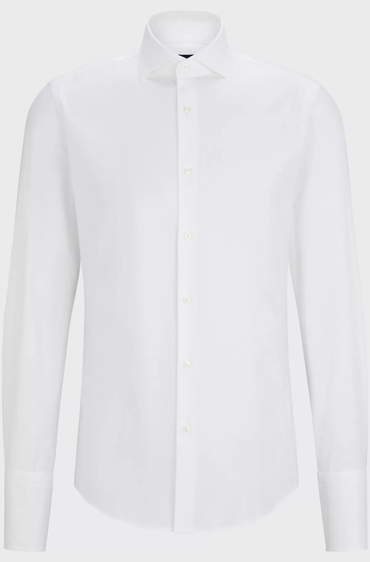 HUGO BOSS Skjorte Med Slim Fit Af Bomuld Med Stræk Og Med Dobbelte Manchetter Hvid Outlet