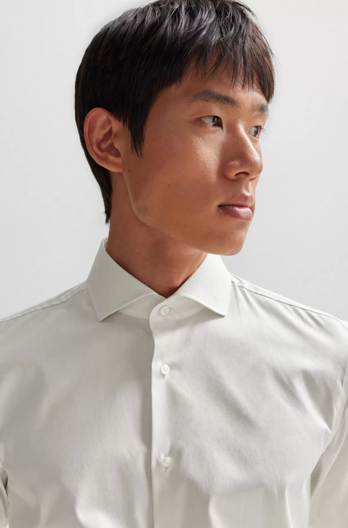 HUGO BOSS Skjorte Med Slim Fit Af Bomuld Med Stræk Og Med Dobbelte Manchetter Naturlig Best
