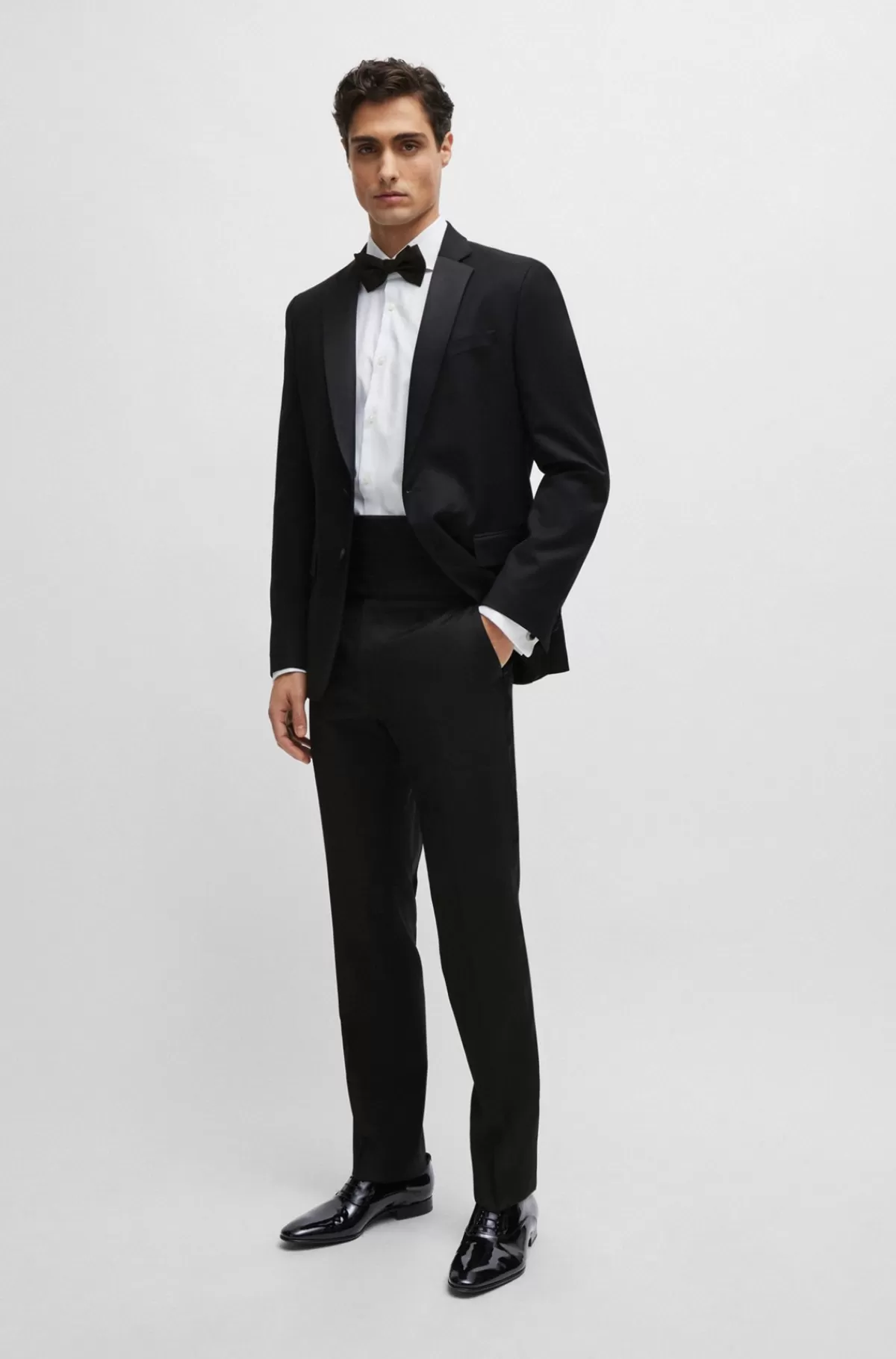 HUGO BOSS Skjorte Med Slim Fit Af Bomuld Med Stræk Og Med Dobbelte Manchetter Hvid Outlet