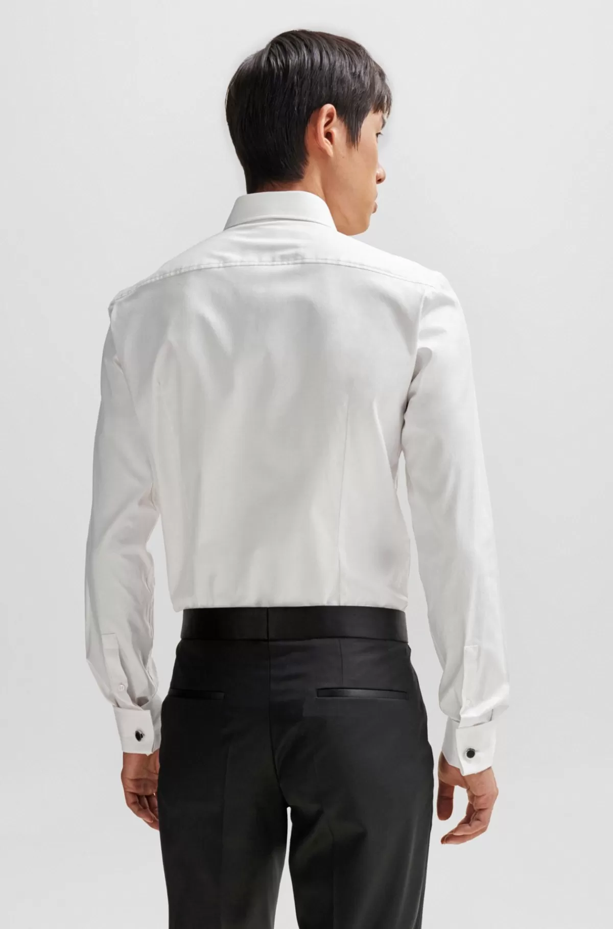 HUGO BOSS Skjorte Med Slim Fit Af Bomuld Med Stræk Og Med Dobbelte Manchetter Naturlig Best