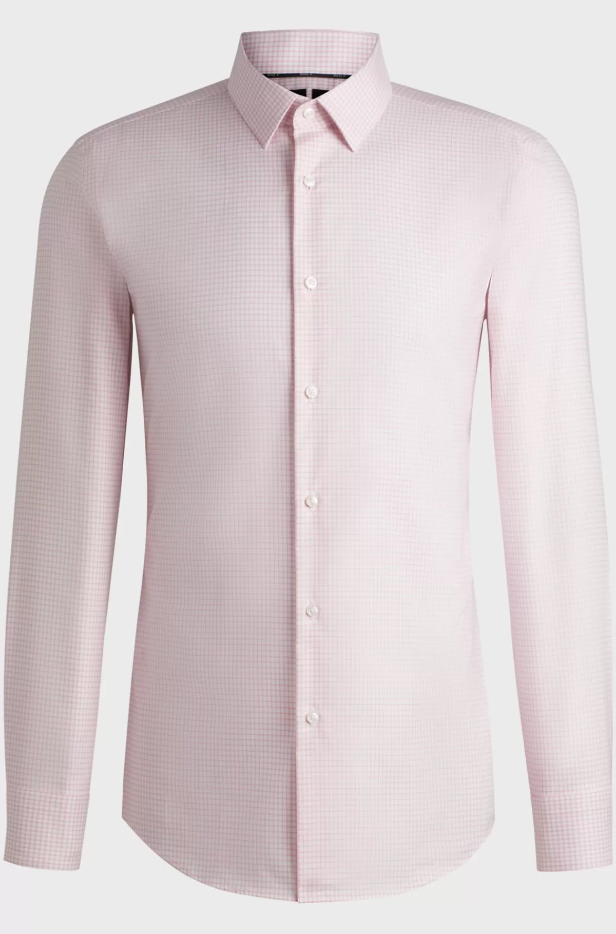 HUGO BOSS Skjorte Med Slim Fit I Antibakterielt, Mønstret Oxford-bomuld Lys pink Outlet