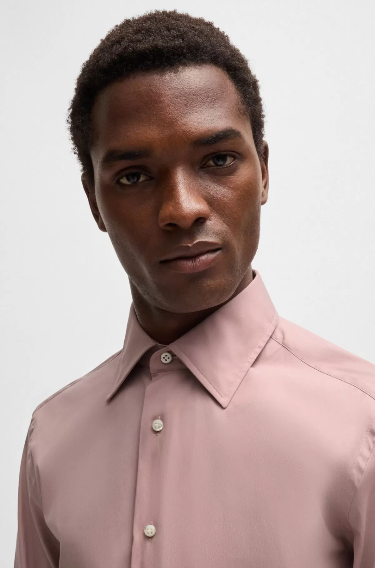 HUGO BOSS Skjorte Med Slim Fit I Bomuldsblanding Med Stræk Lys pink Outlet
