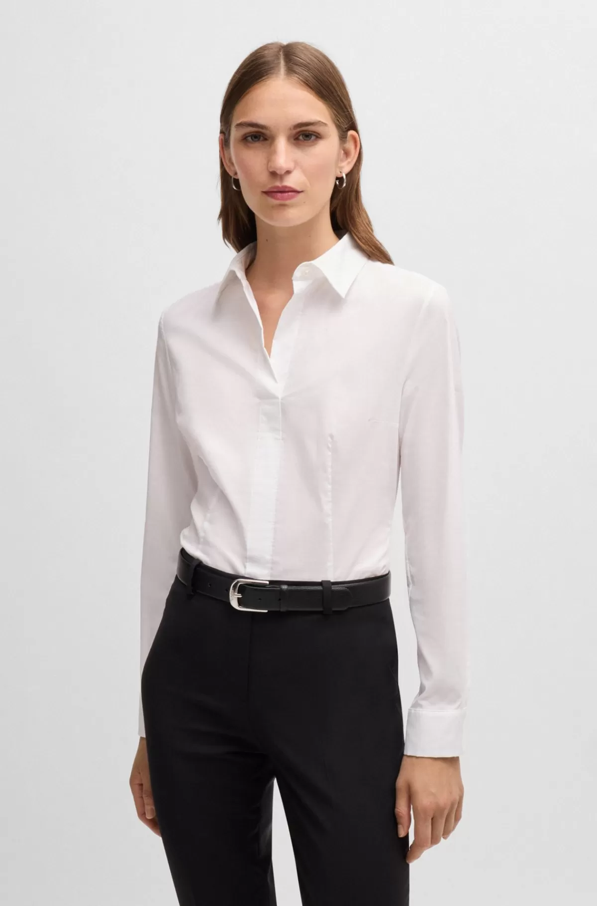HUGO BOSS Skjorte Med Slim Fit I En Bomuldsblanding Hvid Sale