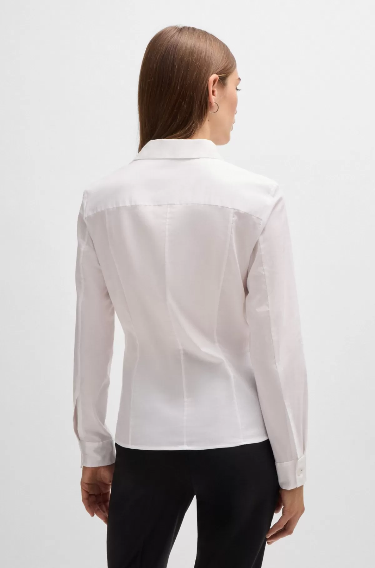HUGO BOSS Skjorte Med Slim Fit I En Bomuldsblanding Hvid Sale