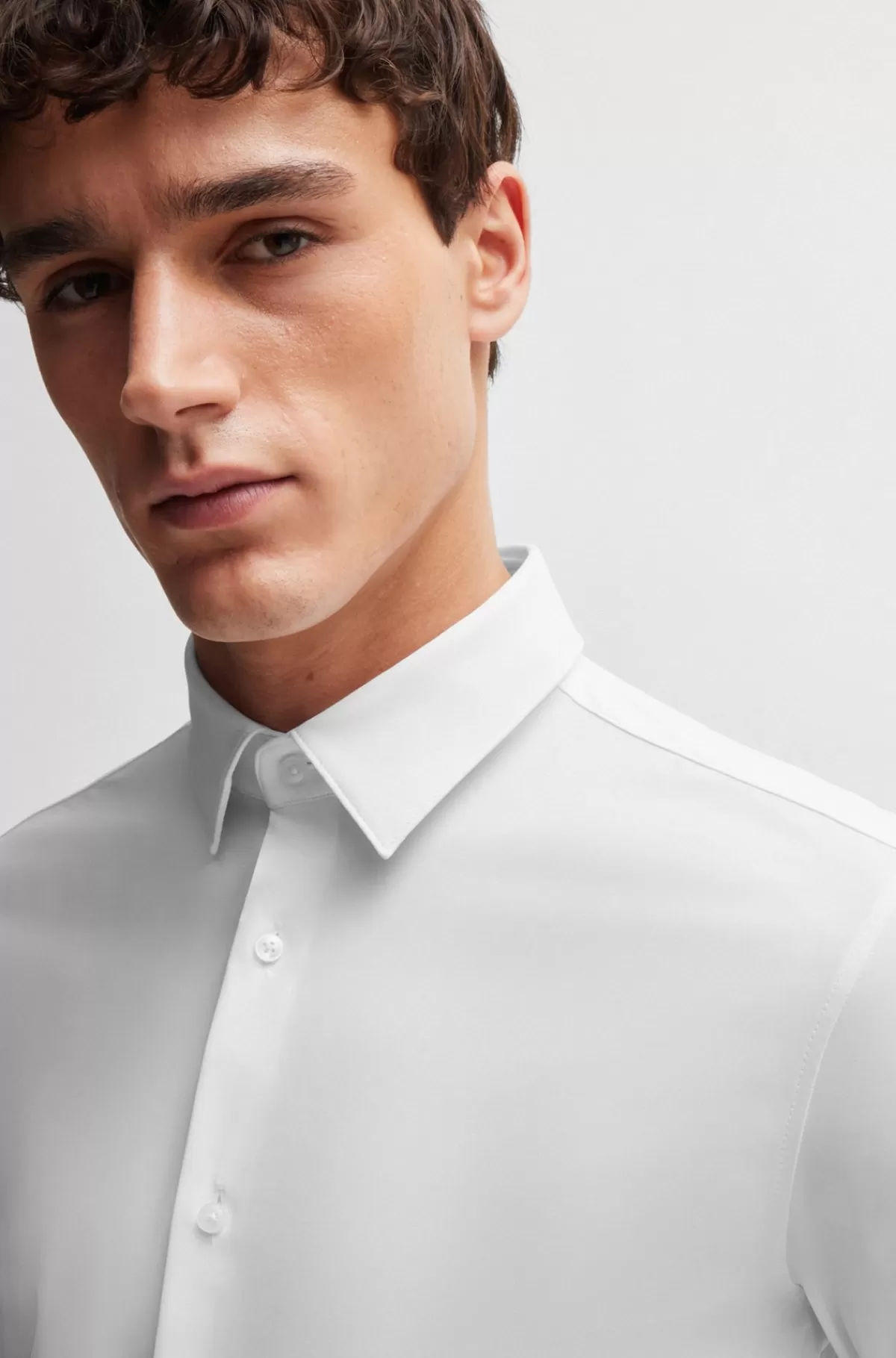 HUGO BOSS Skjorte Med Slim Fit I Jersey Med Performance-stræk Hvid New