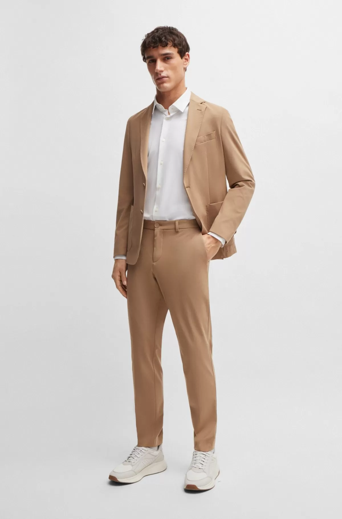 HUGO BOSS Skjorte Med Slim Fit I Jersey Med Performance-stræk Hvid New