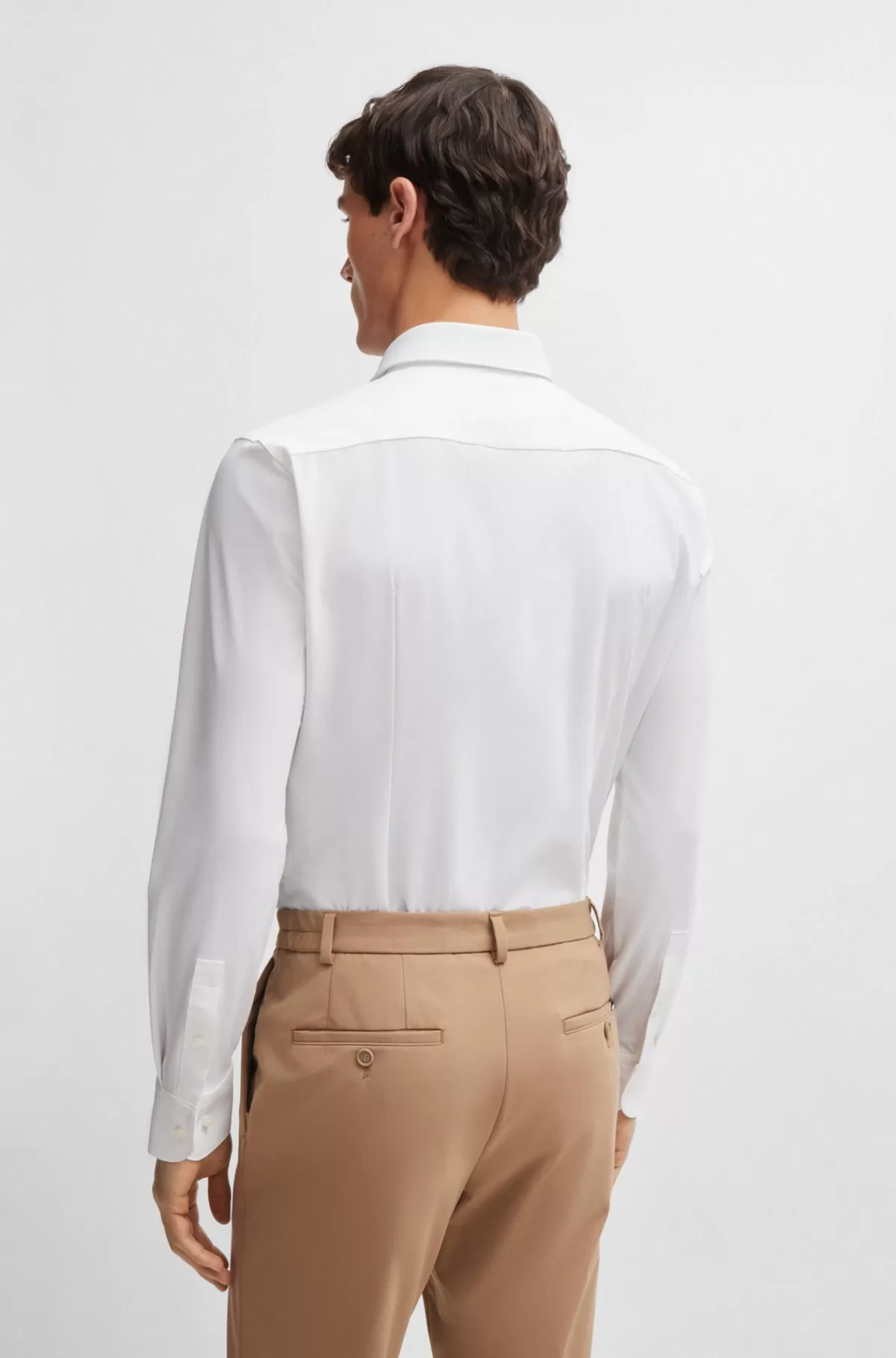 HUGO BOSS Skjorte Med Slim Fit I Jersey Med Performance-stræk Hvid New