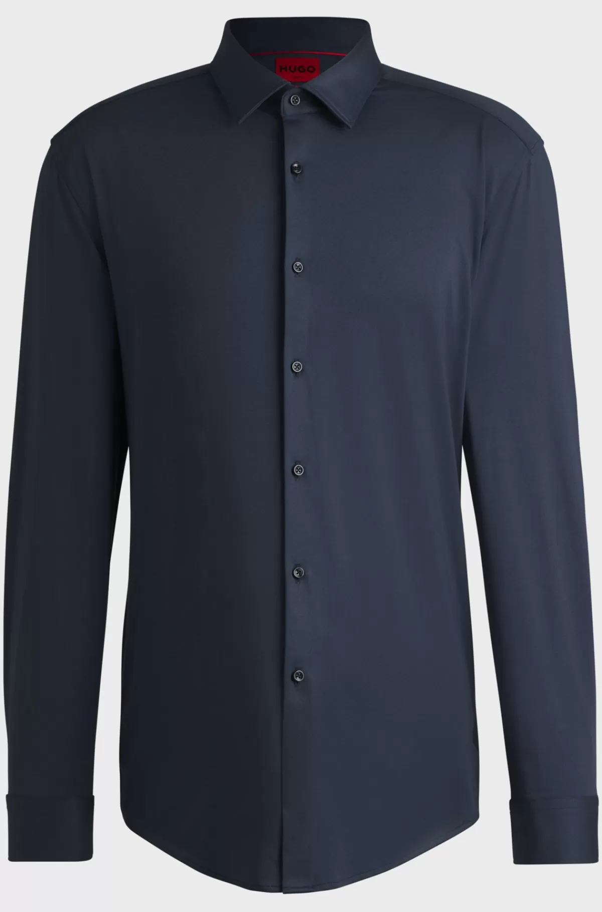 HUGO BOSS Skjorte Med Slim Fit I Jersey Med Print Og Performance-stræk Mørkeblå Clearance