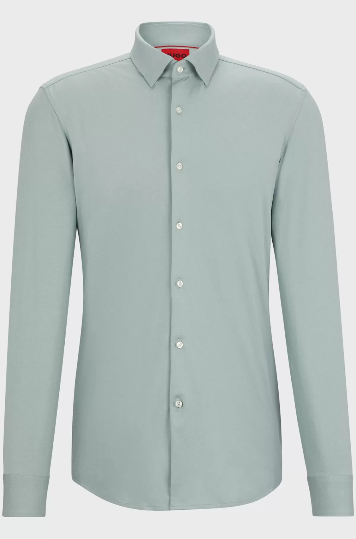 HUGO BOSS Skjorte Med Slim Fit I Jersey Med Print Og Performance-stræk Lysegrå Cheap