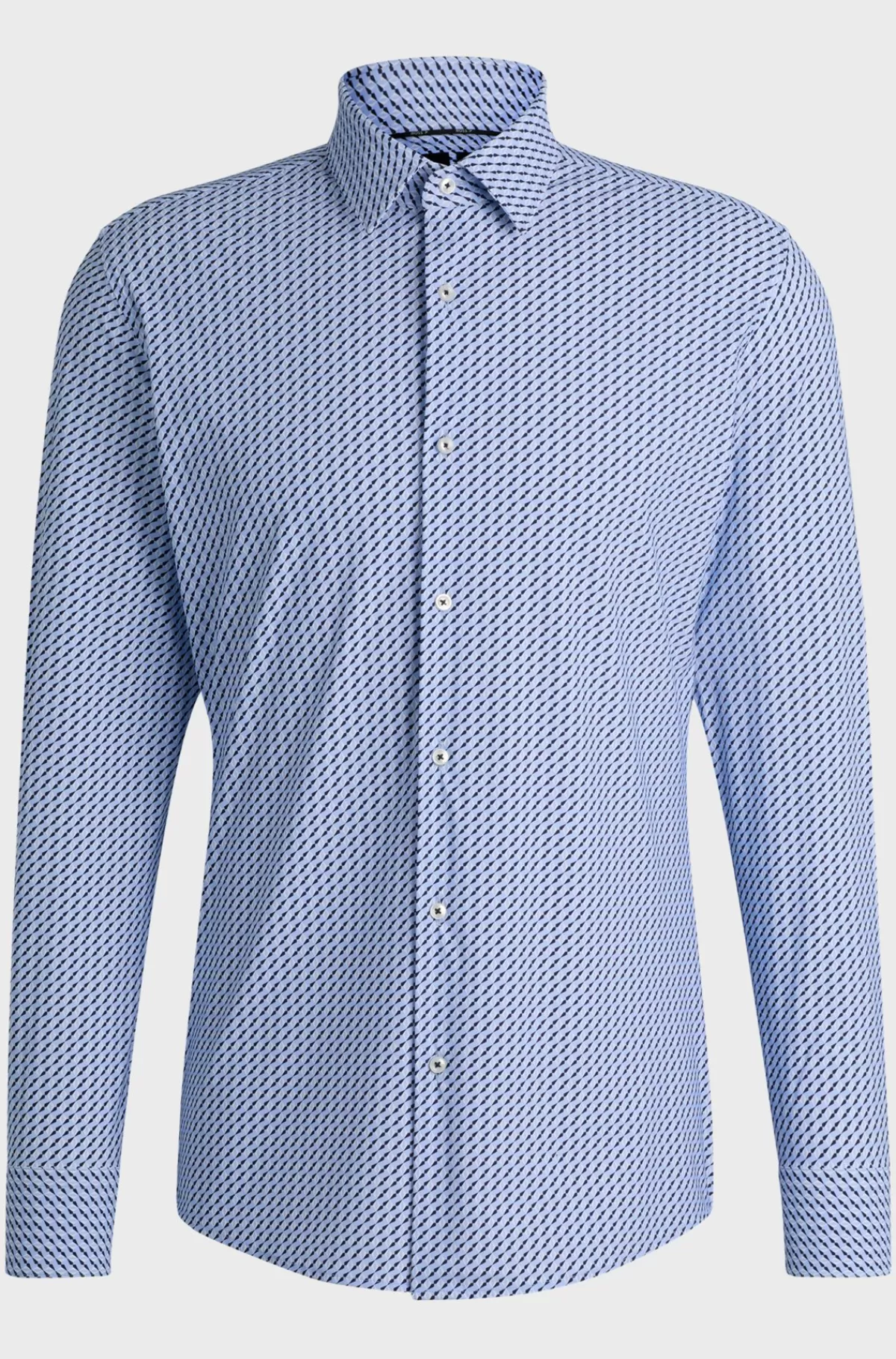 HUGO BOSS Skjorte Med Slim Fit I Performance-materiale Med Stræk Og Print Lyseblå Store