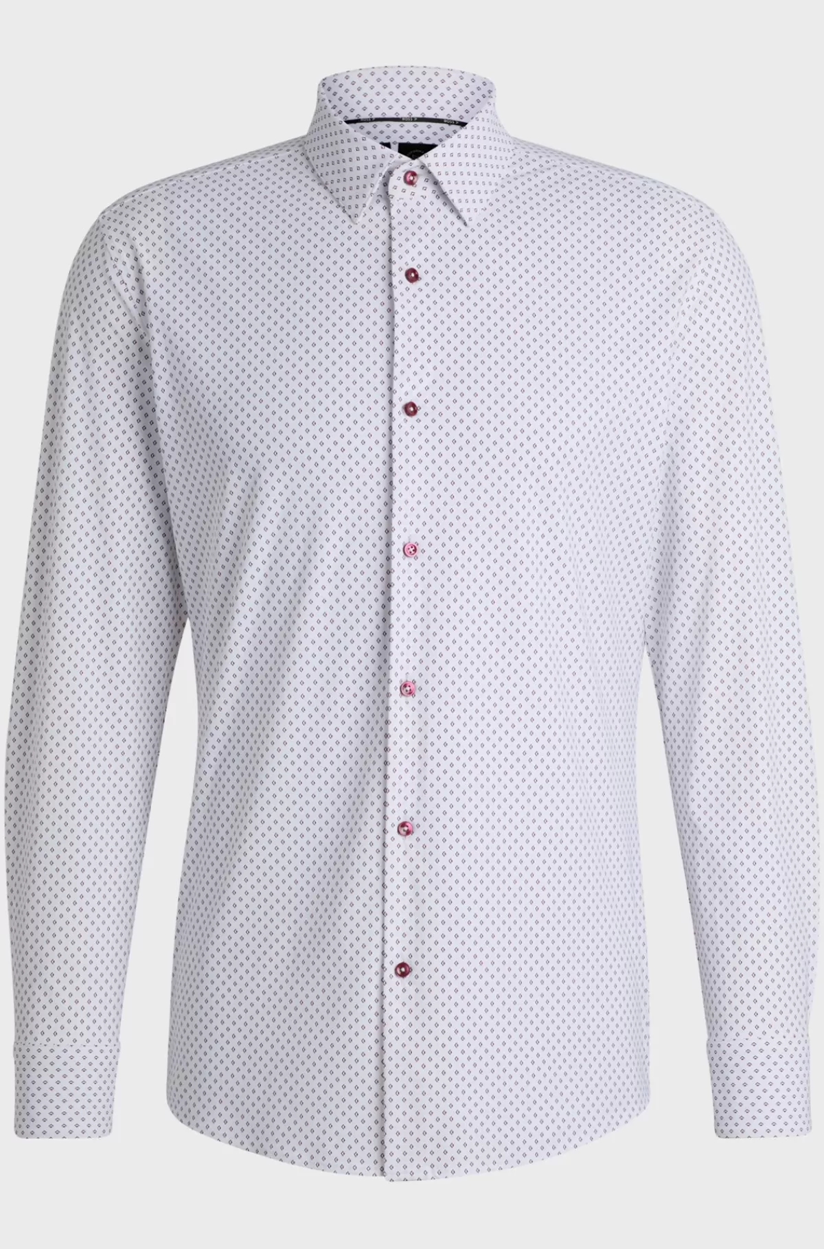 HUGO BOSS Skjorte Med Slim Fit I Performance-materiale Med Stræk Og Print Hvid Shop