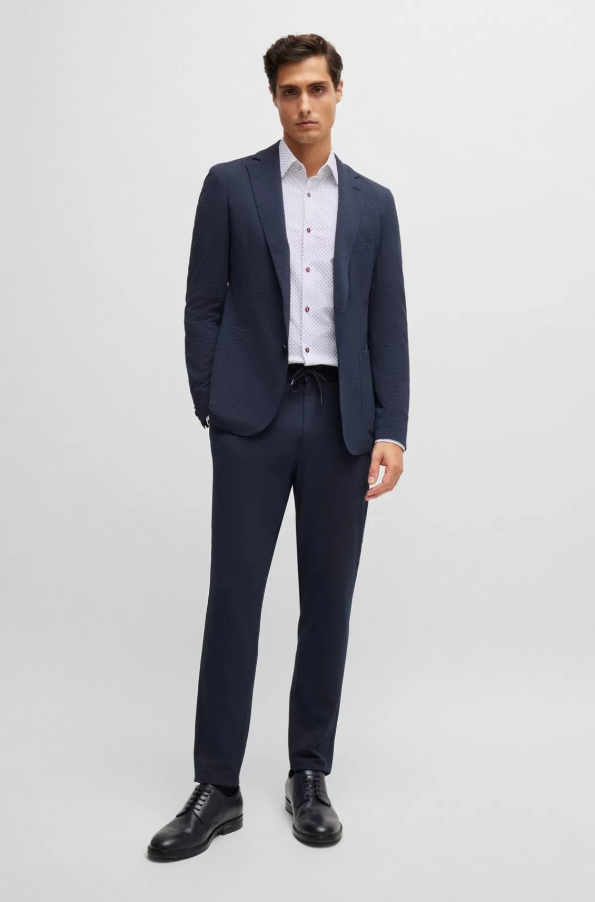 HUGO BOSS Skjorte Med Slim Fit I Performance-materiale Med Stræk Og Print Hvid Shop