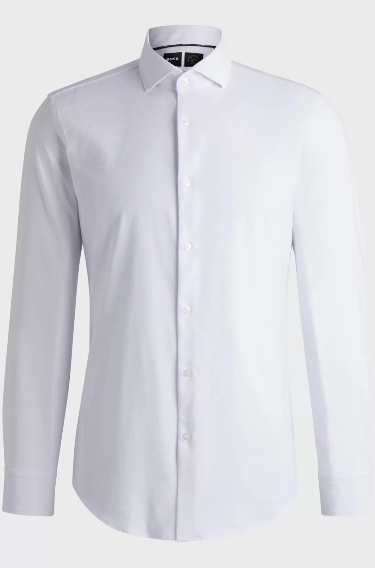 HUGO BOSS Skjorte Med Slim Fit I Performance-materiale Med Stræk Og Struktur Hvid Discount