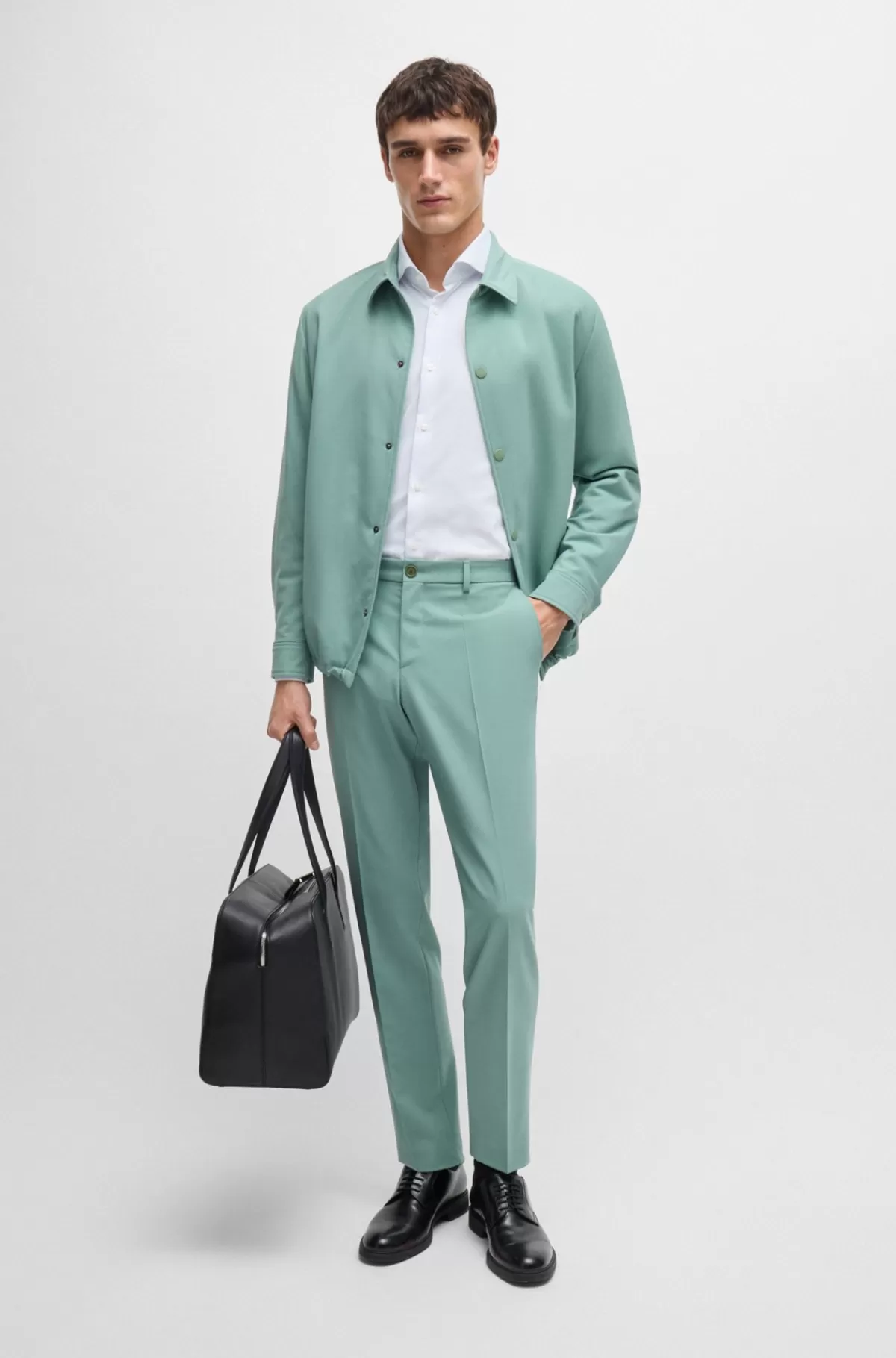 HUGO BOSS Skjorte Med Slim Fit I Performance-materiale Med Stræk Og Struktur Hvid Discount