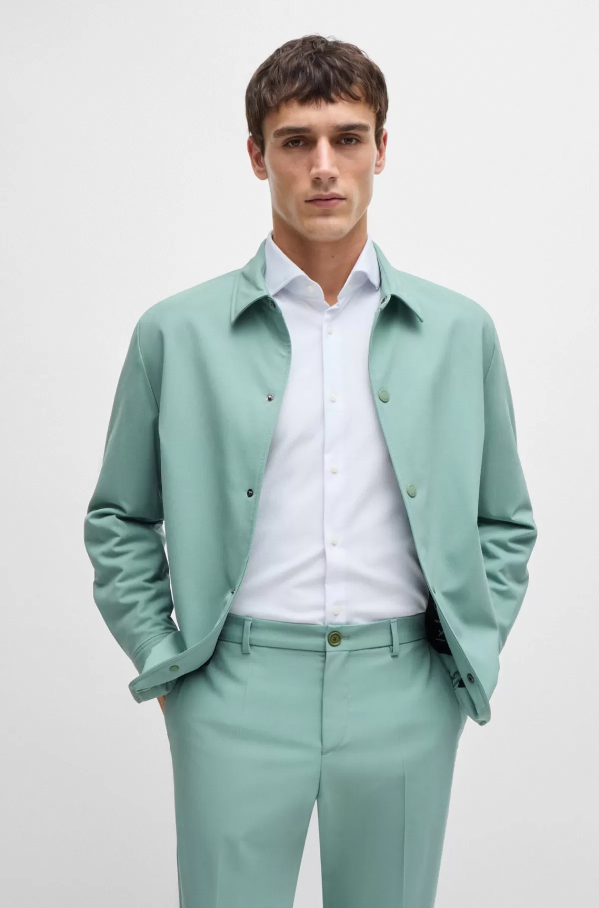HUGO BOSS Skjorte Med Slim Fit I Performance-materiale Med Stræk Og Struktur Hvid Discount