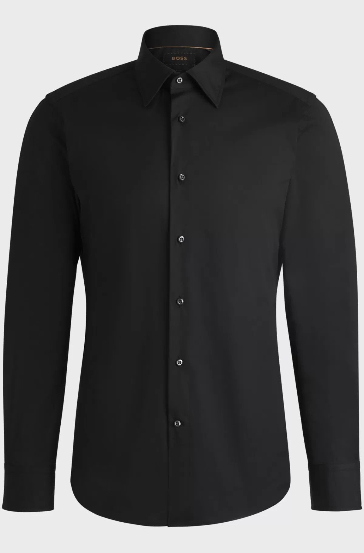 HUGO BOSS Skjorte Med Slim Fit I Poplin Af Bomuldsblanding Med Stræk Sort Fashion