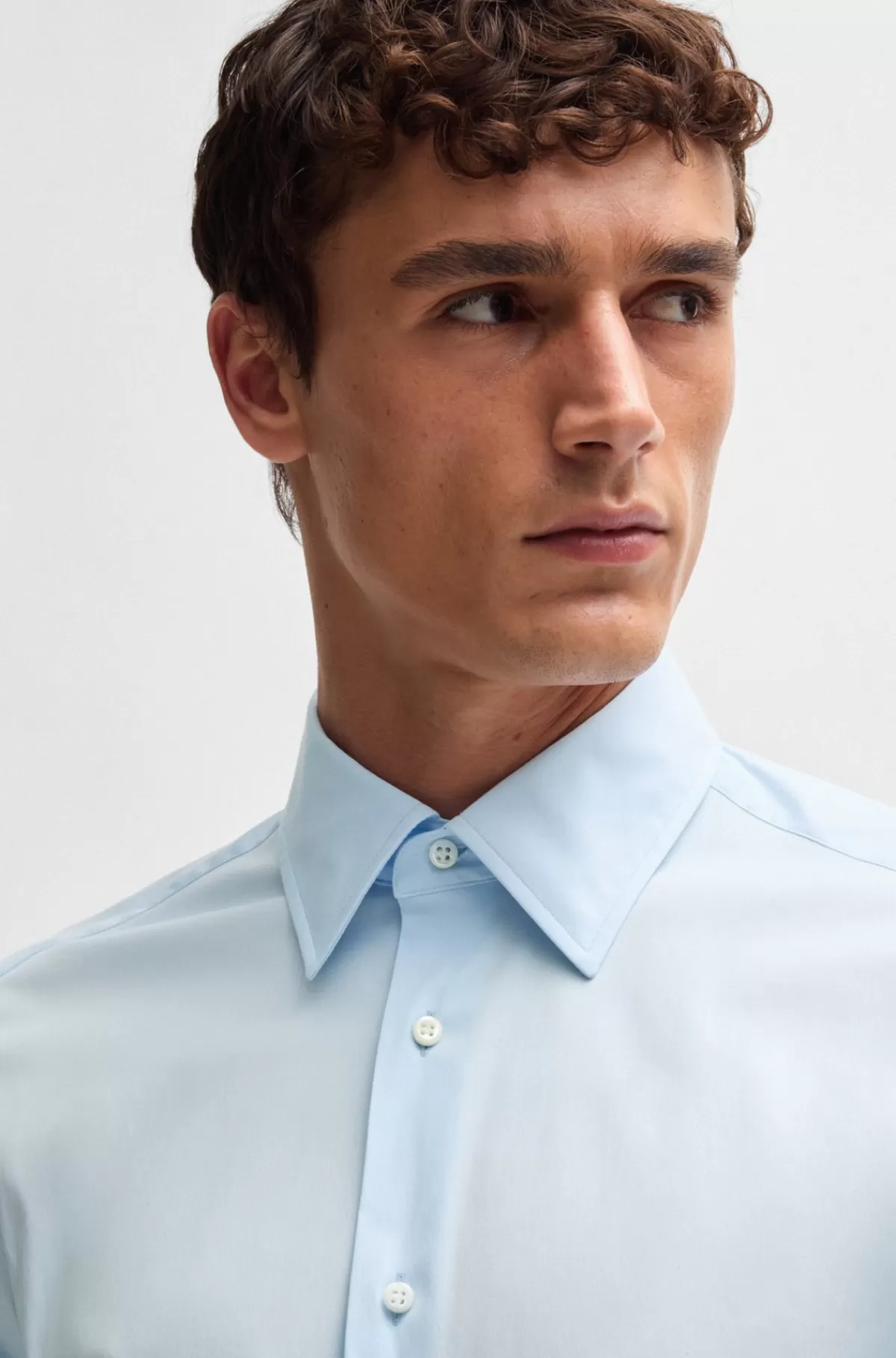 HUGO BOSS Skjorte Med Slim Fit I Poplin Af Bomuldsblanding Med Stræk Lyseblå Discount