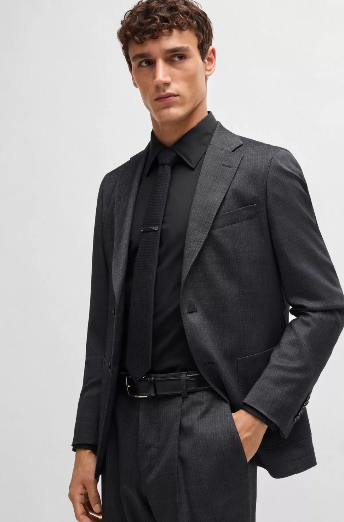 HUGO BOSS Skjorte Med Slim Fit I Poplin Af Bomuldsblanding Med Stræk Sort Fashion