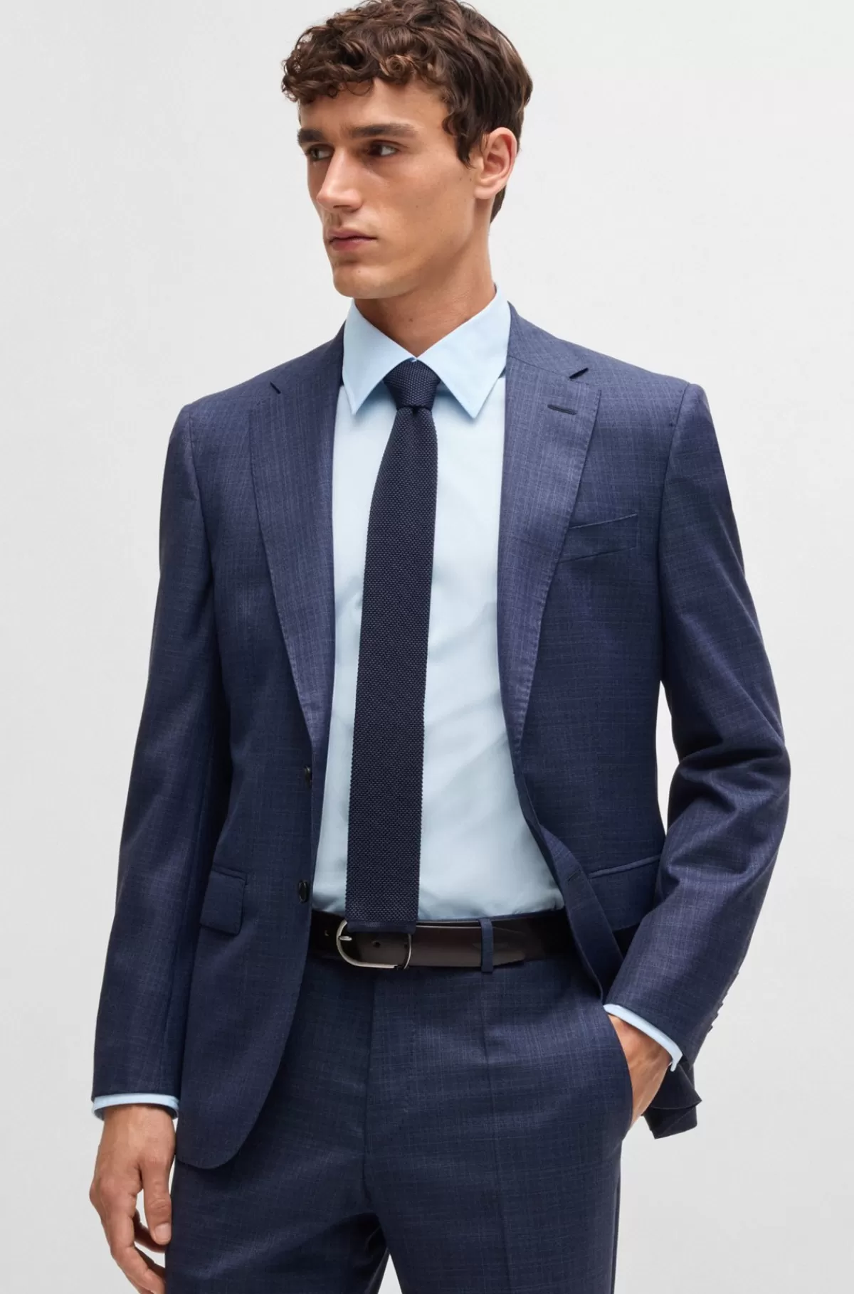 HUGO BOSS Skjorte Med Slim Fit I Poplin Af Bomuldsblanding Med Stræk Lyseblå Discount